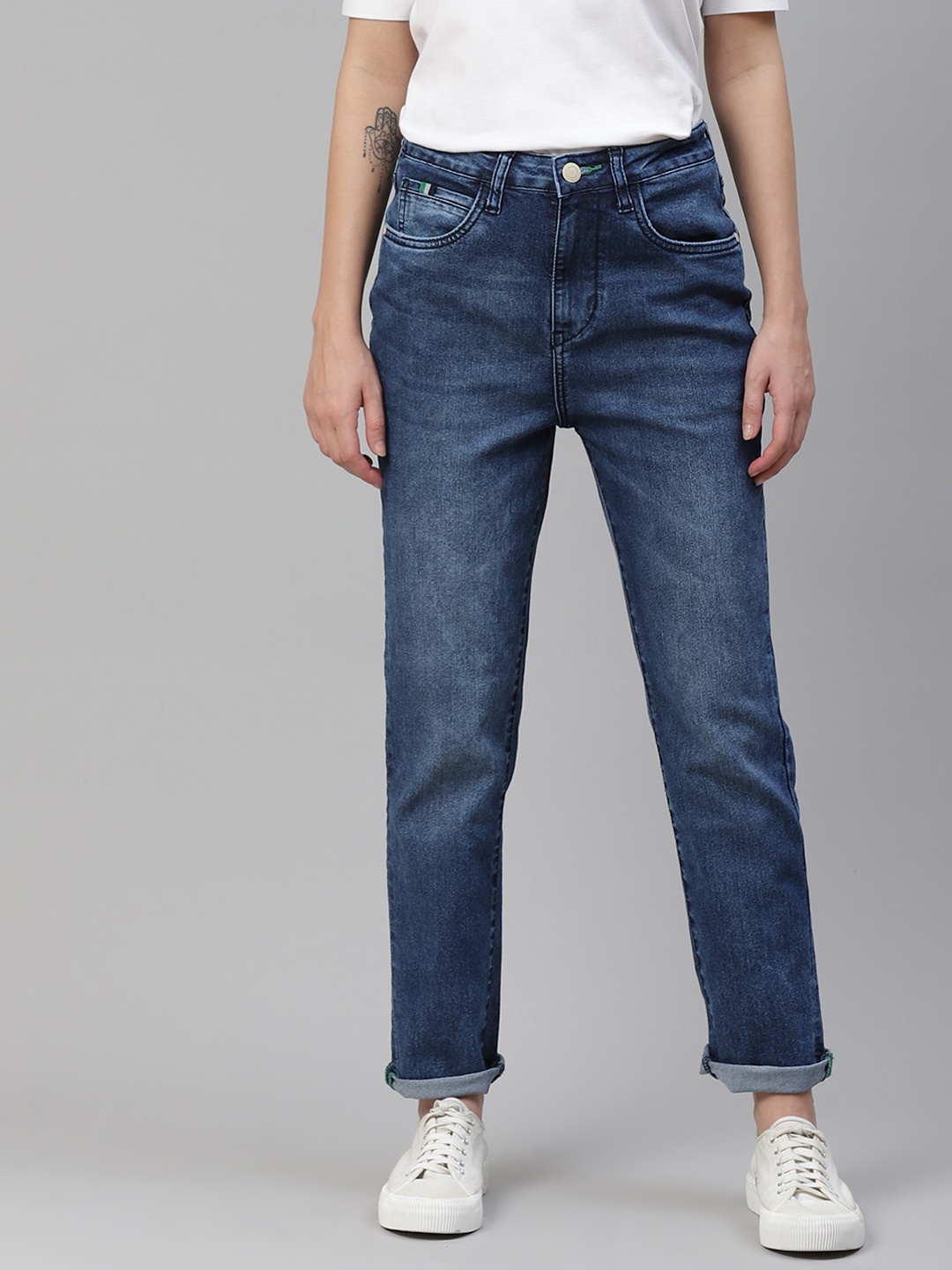 

Mast & Harbour Women Blue Slim Fit High-Rise Light Fade Stretchable Jeans
