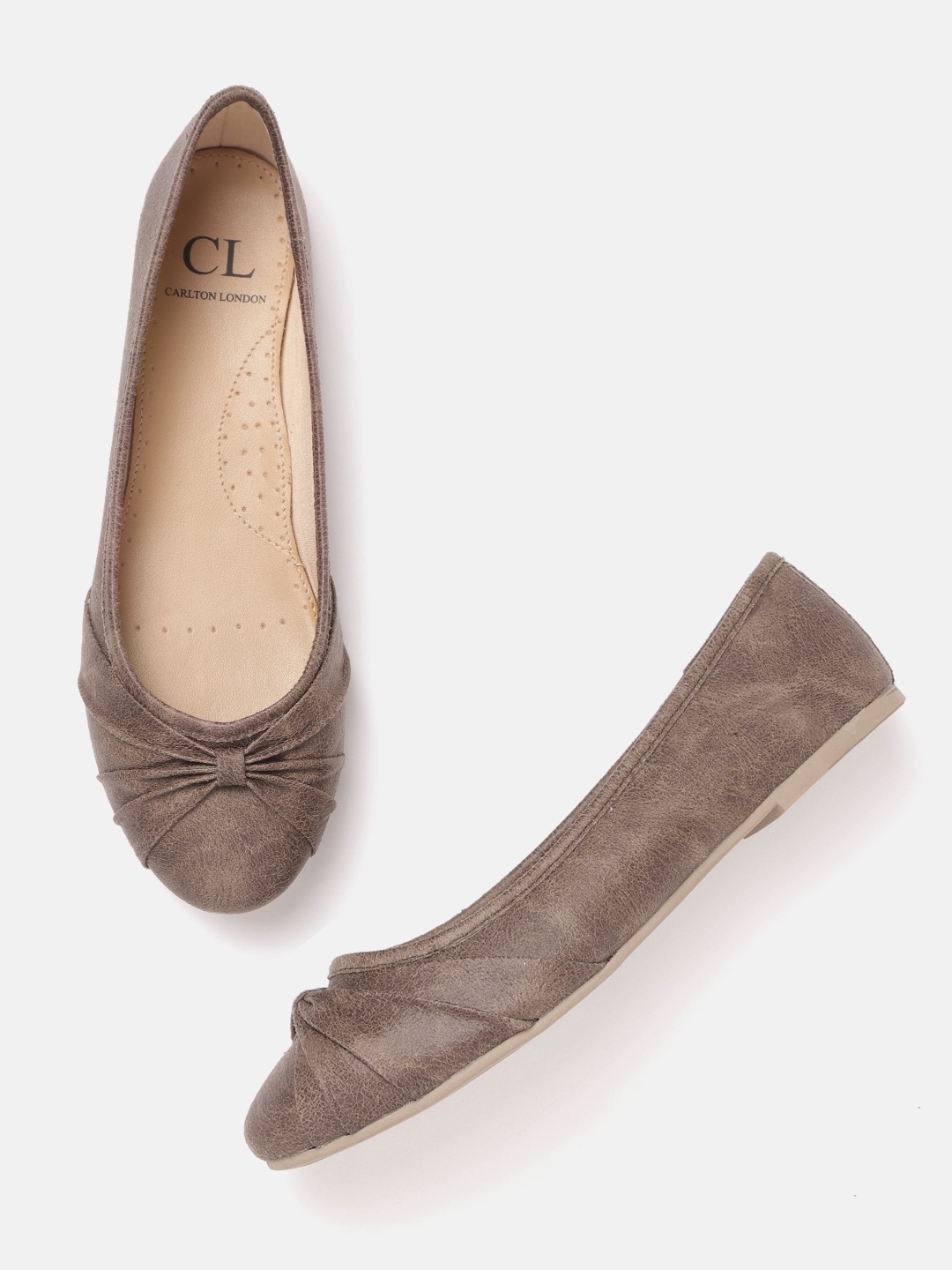 

Carlton London Women Brown Solid Ballerinas with Knot Detail, Coffee brown
