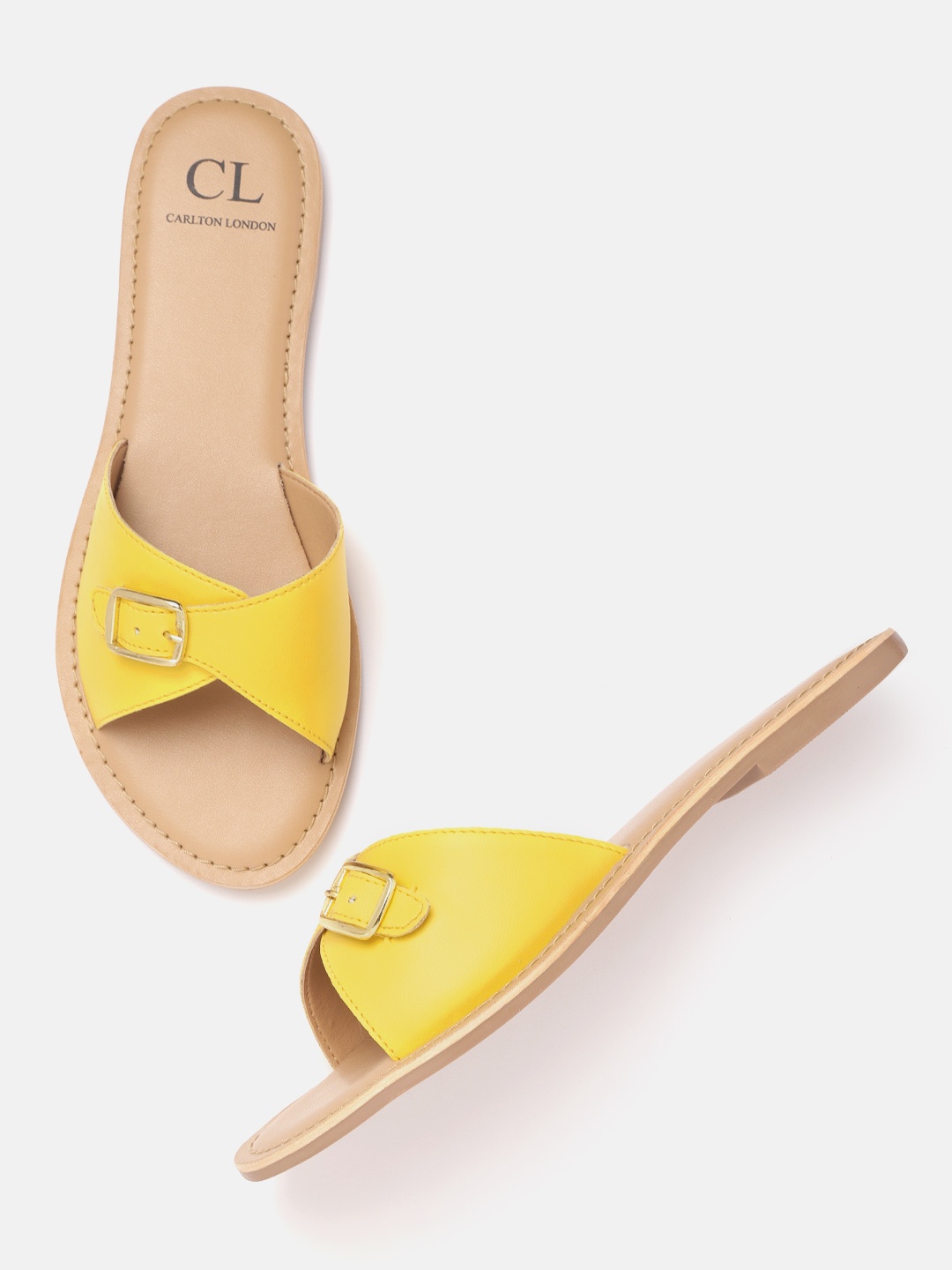 

Carlton London Women Yellow Buckle Detail Open Toe Flats
