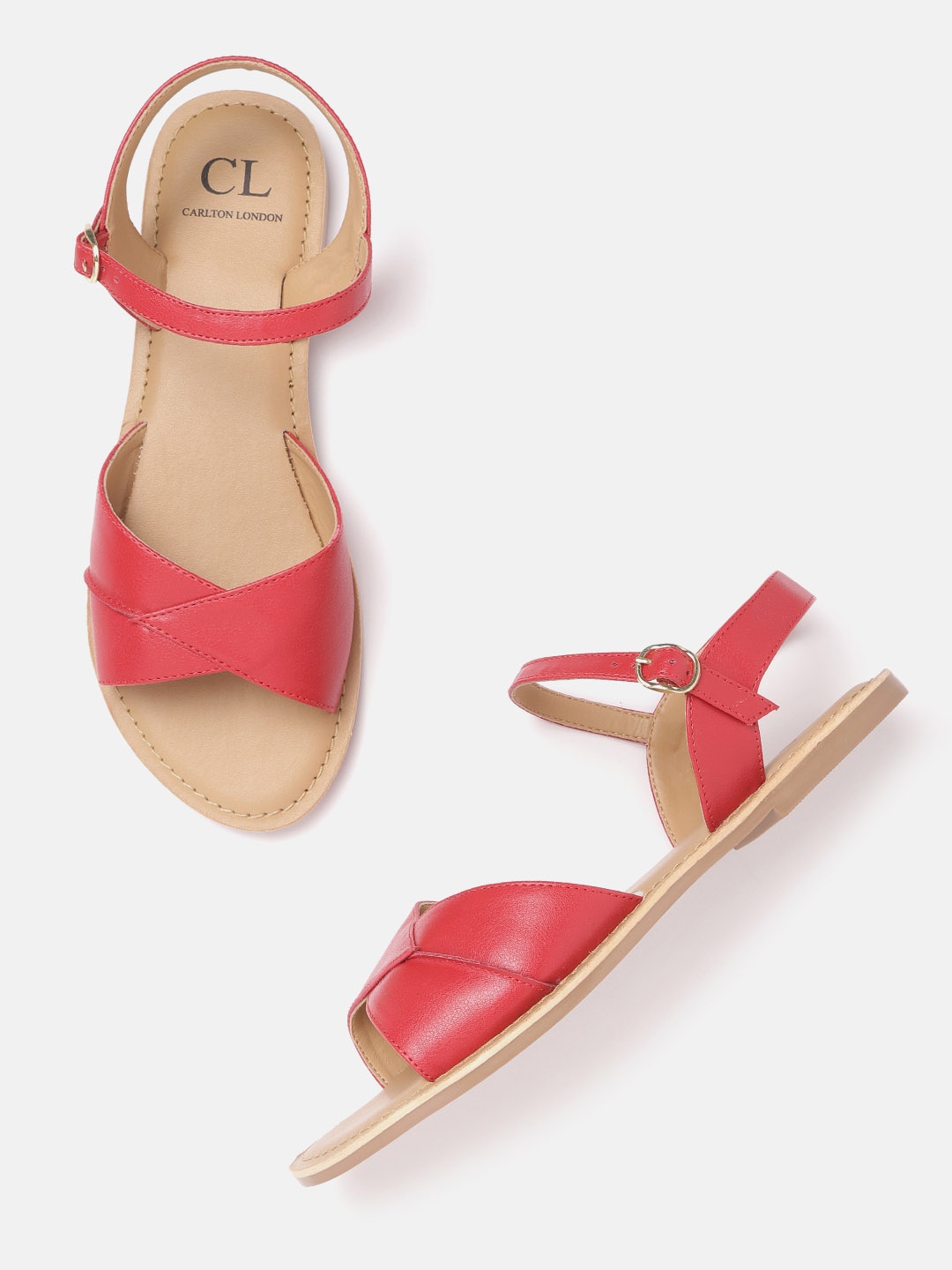 

Carlton London Women Red Solid Open Toe Flats