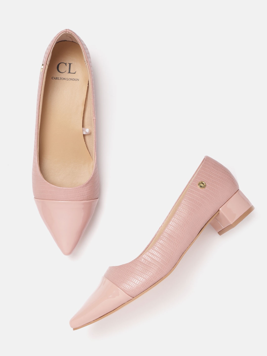 

Carlton London Women Pink Snakeskin Textured Pumps