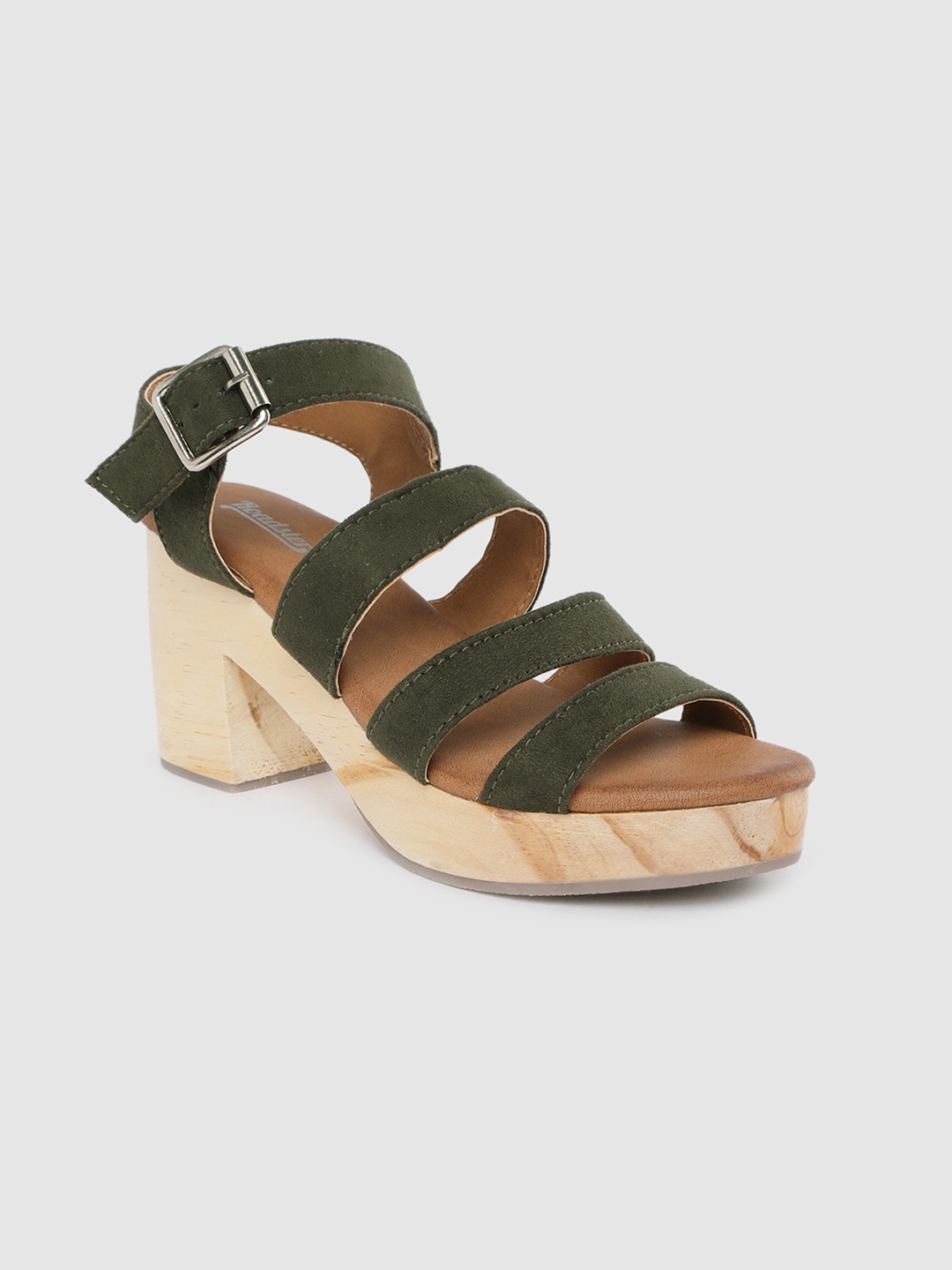 

Roadster Women Olive Green Solid Suede Finish Block Heels