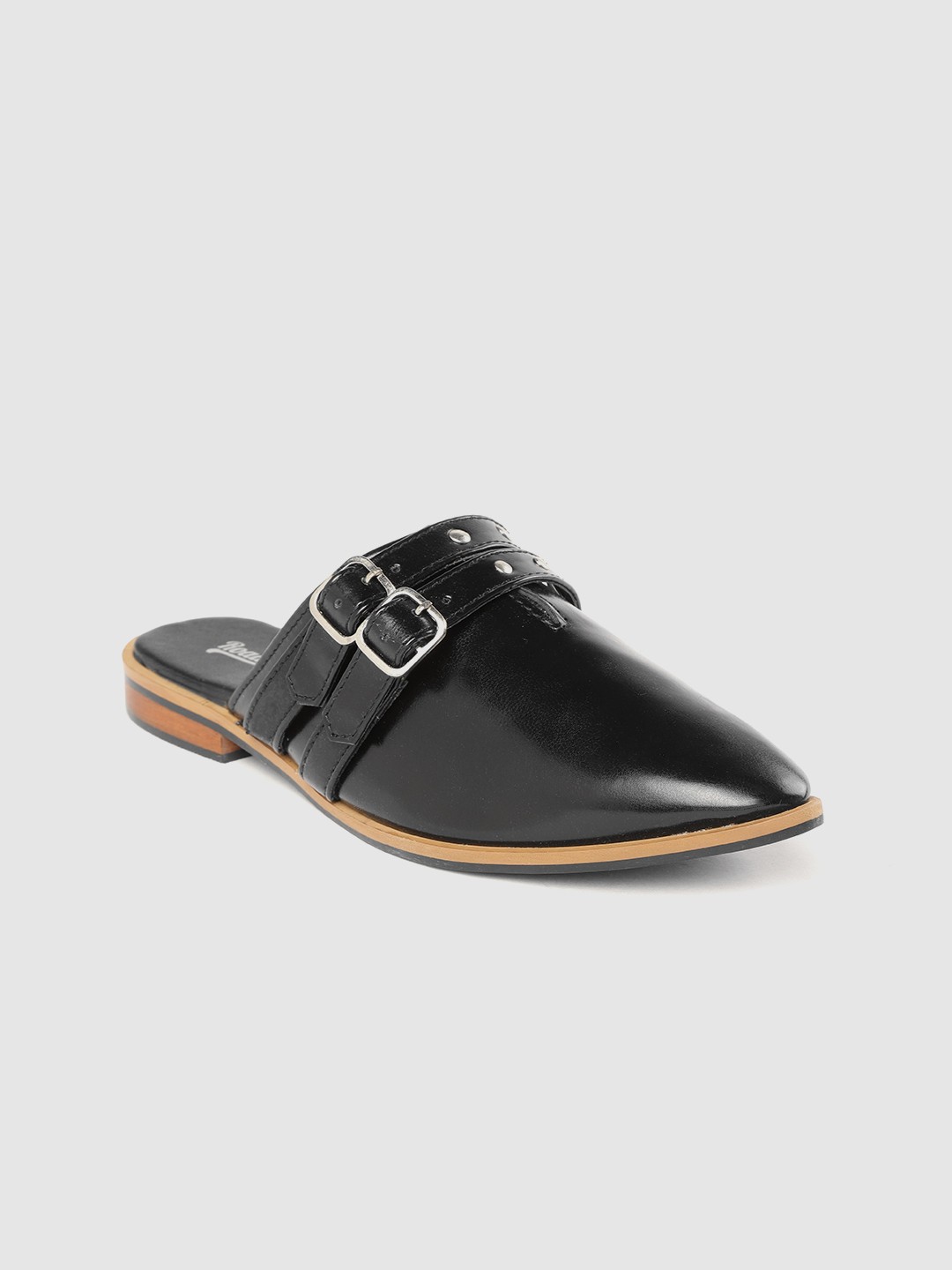 

Roadster Women Black Mules with Buckles