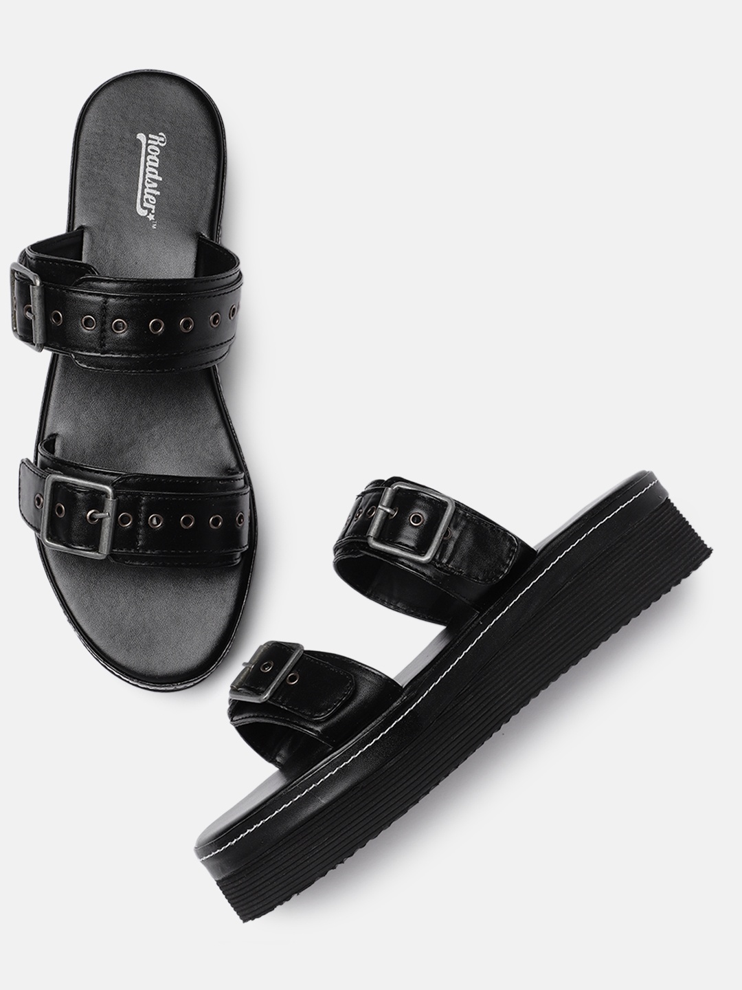 

Roadster Women Black Open Toe Heeled Flats