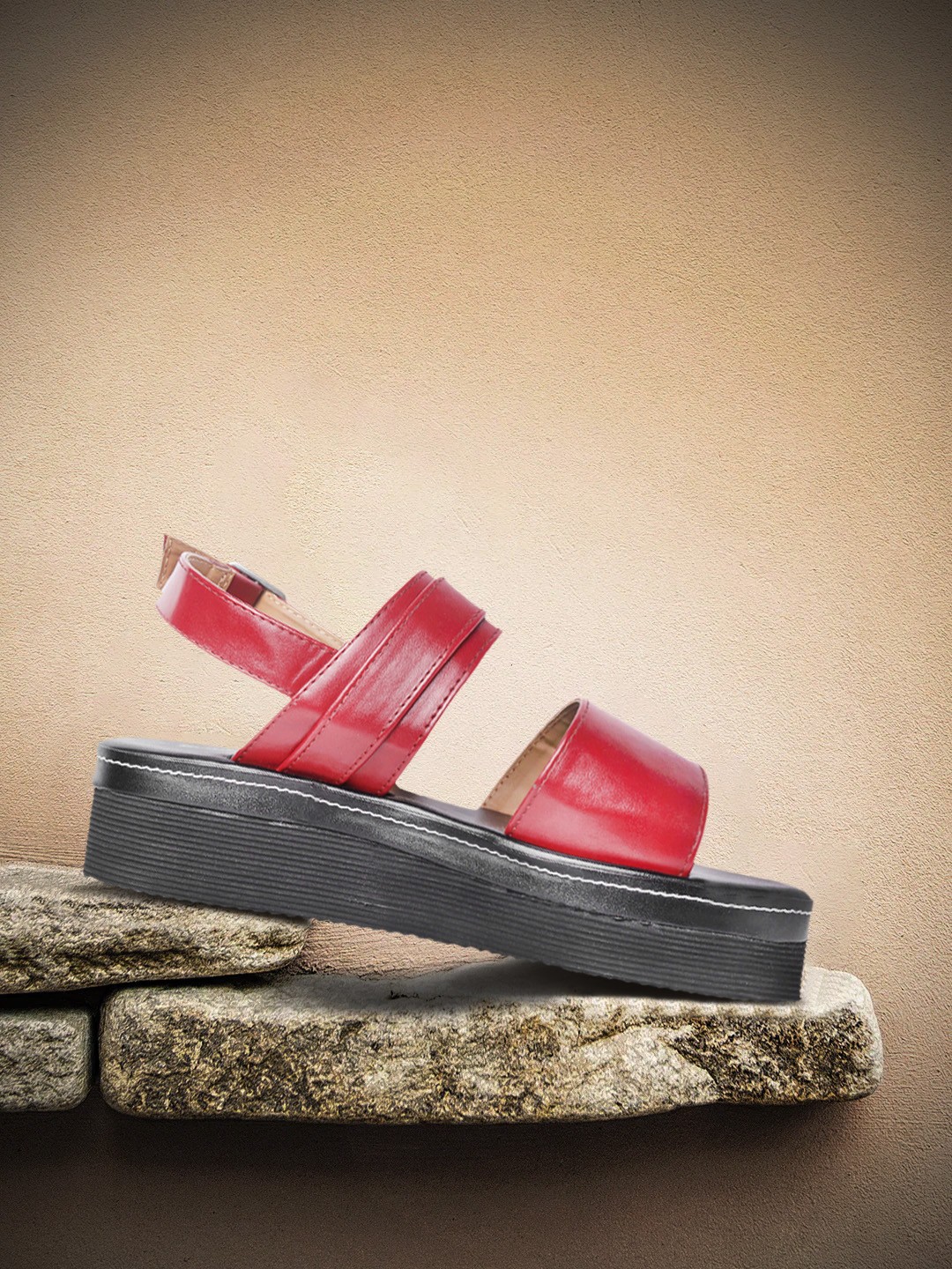 

Roadster Women Maroon Solid Flatform Heels with Buckle Detail