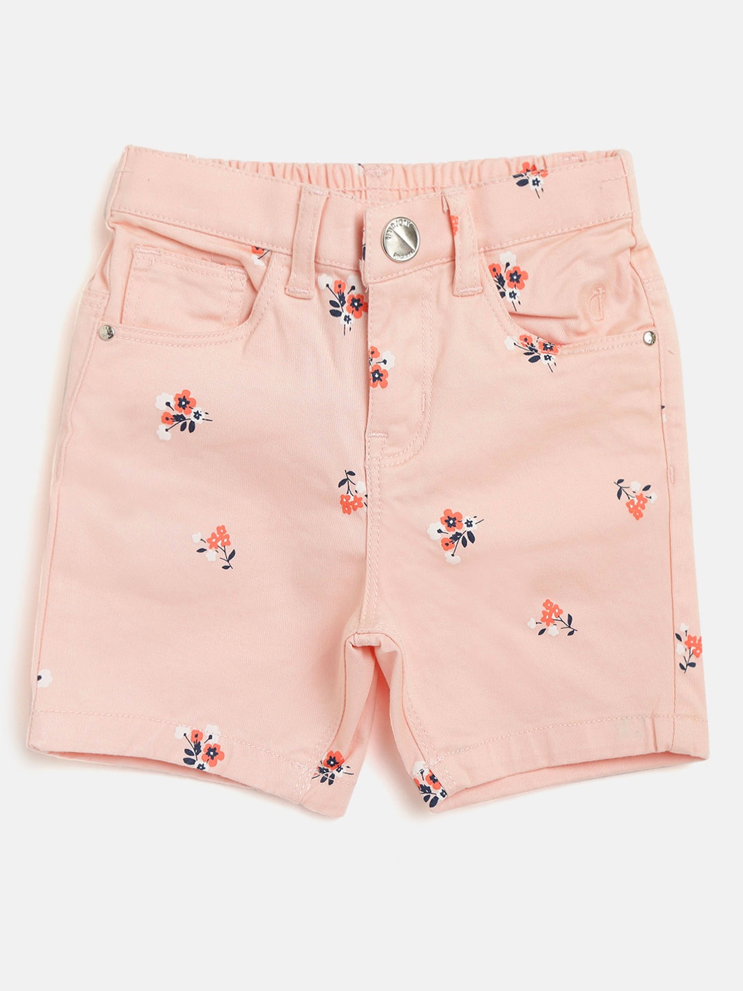 

Gini and Jony Infant Girls Pink & Orange Pure Cotton Floral Printed Regular Fit Shorts