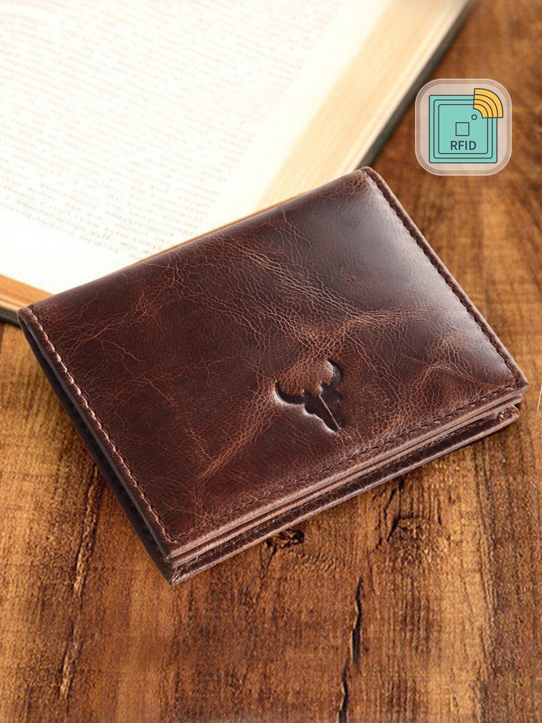 

NAPA HIDE Men Brown RFID Protected Textured Leather Two Fold Wallet