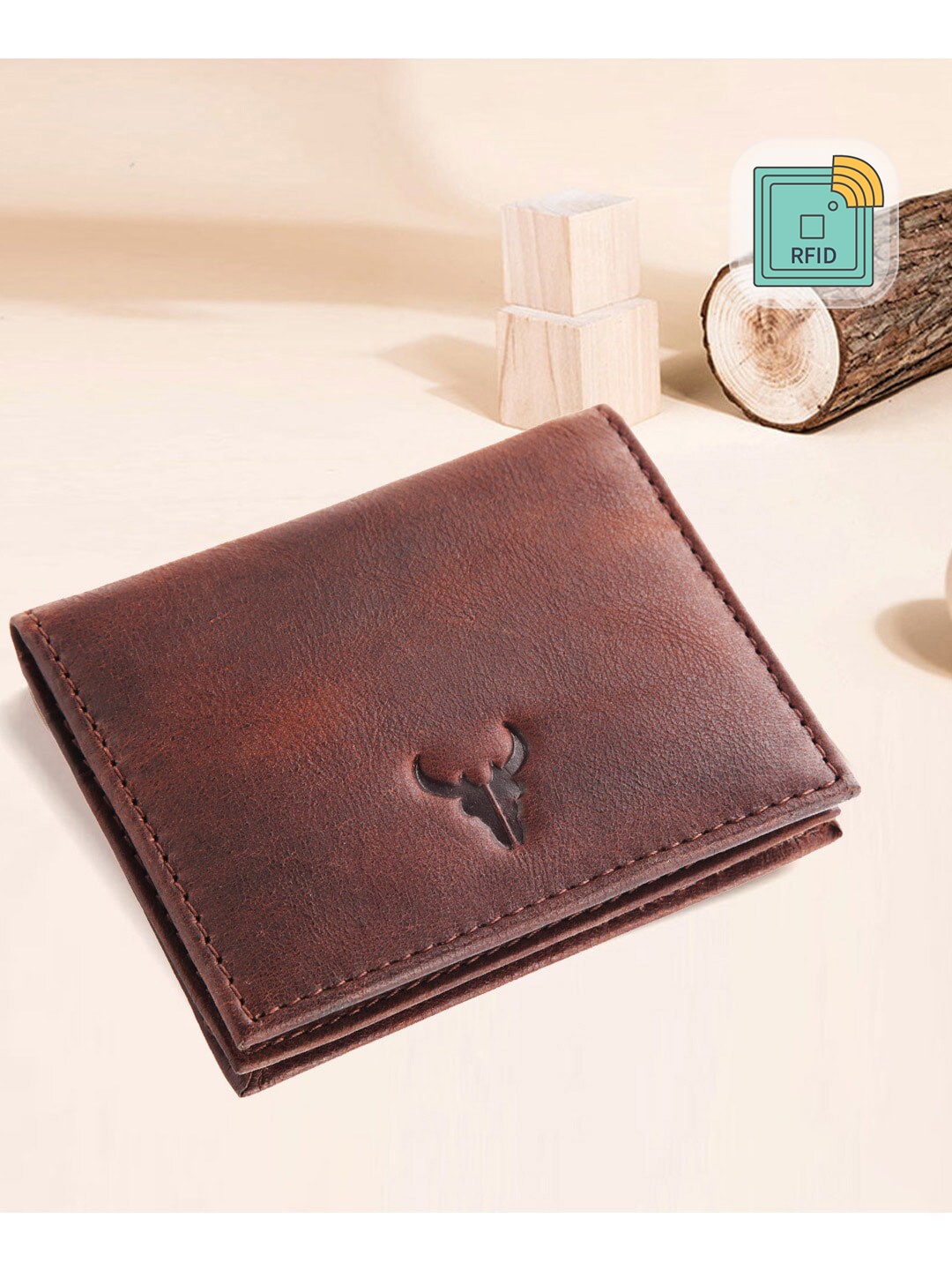 

NAPA HIDE Men Brown Textured Leather Two Fold Wallet