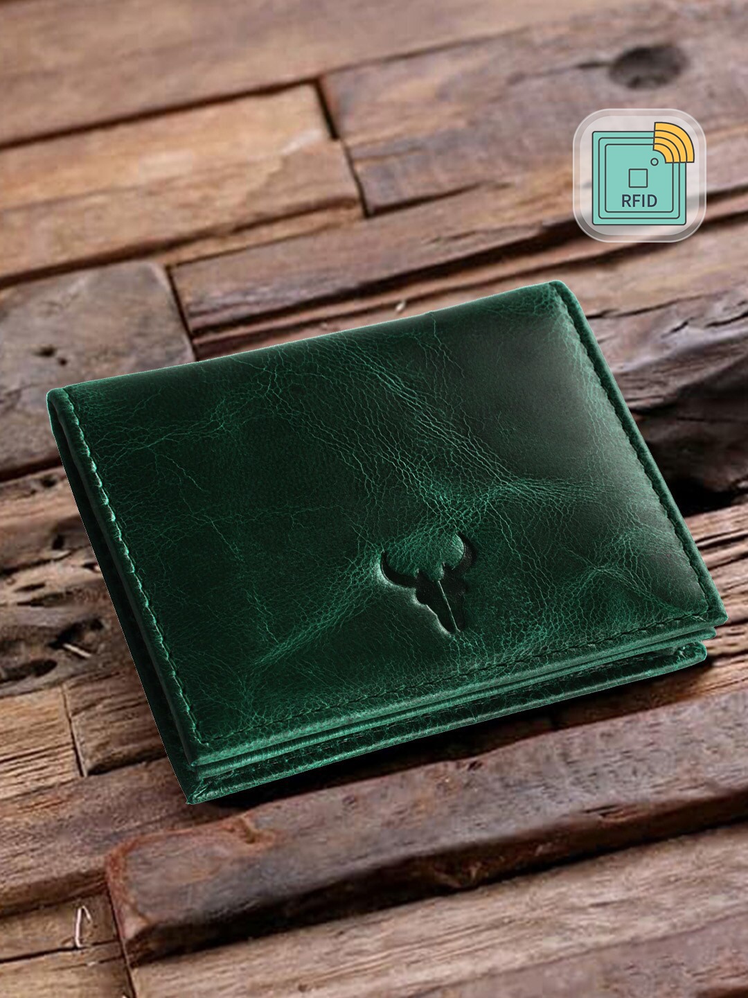 

NAPA HIDE Men Green Textured Two Fold Wallet