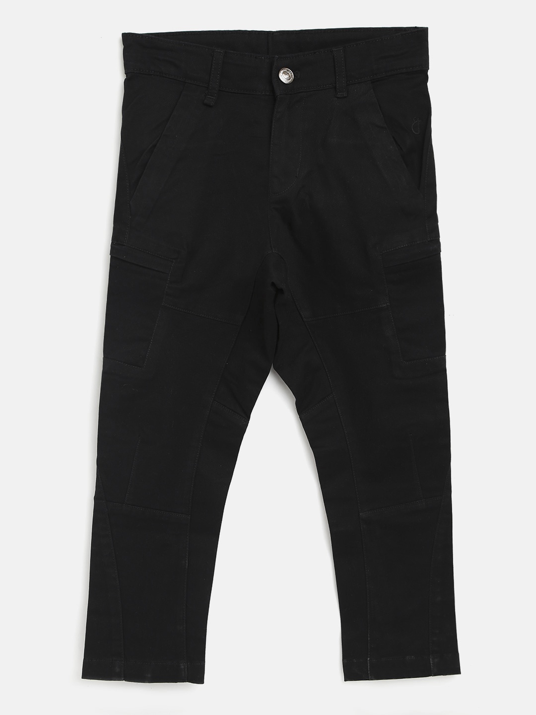 

Gini and Jony Boys Black Regular Fit Solid Cargos