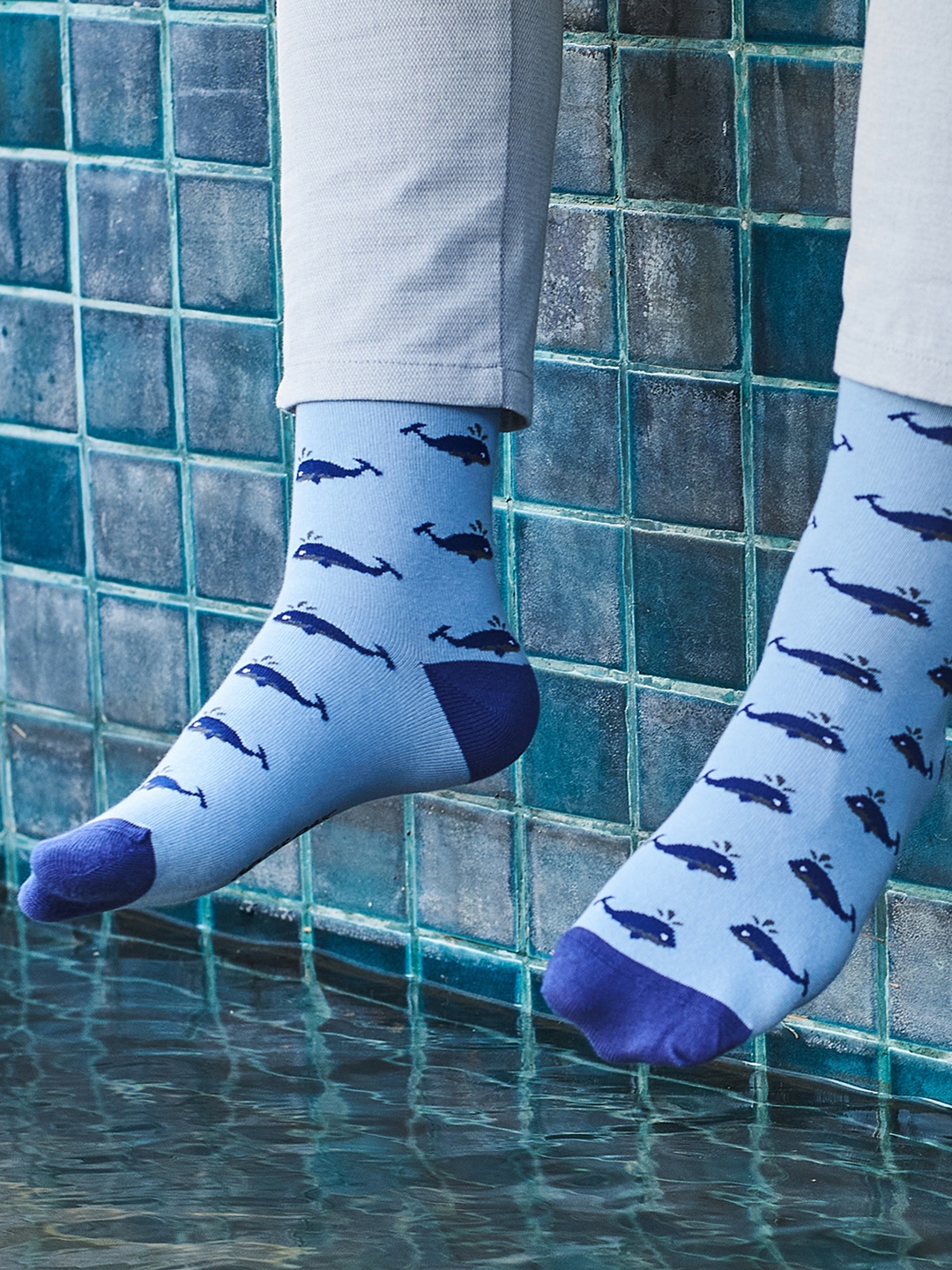 

Mint & Oak Men Blue Patterned Calf-Length Socks