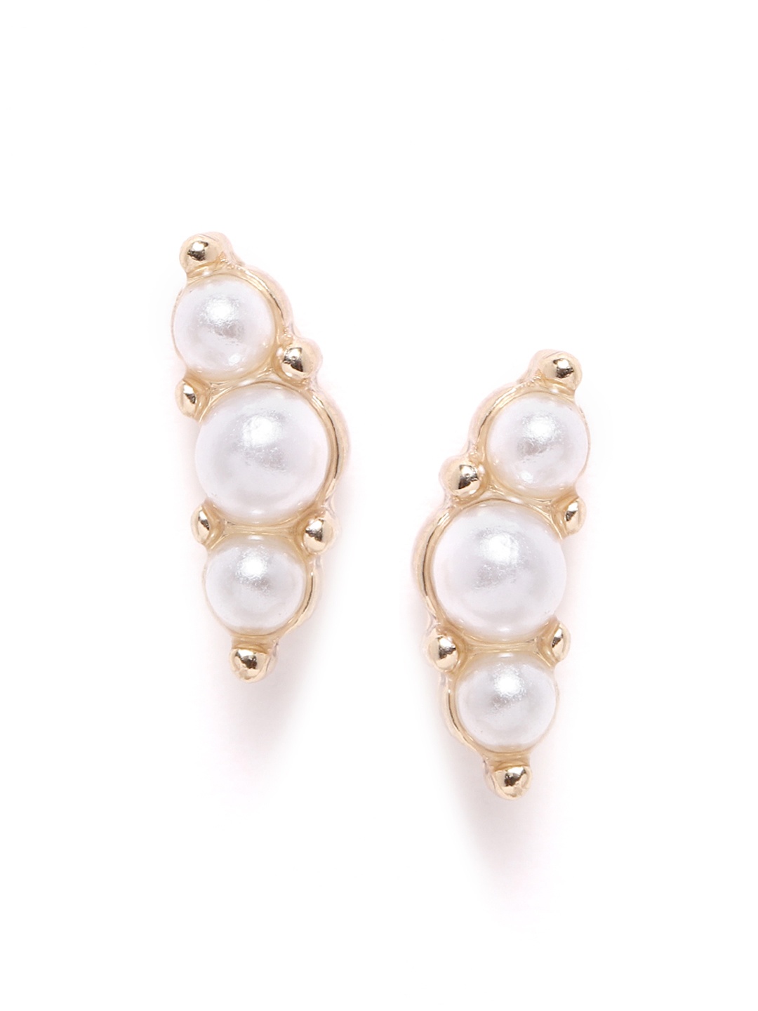 

Forever New White Gold-Plated Beaded Hypoallergenic Contemporary Studs