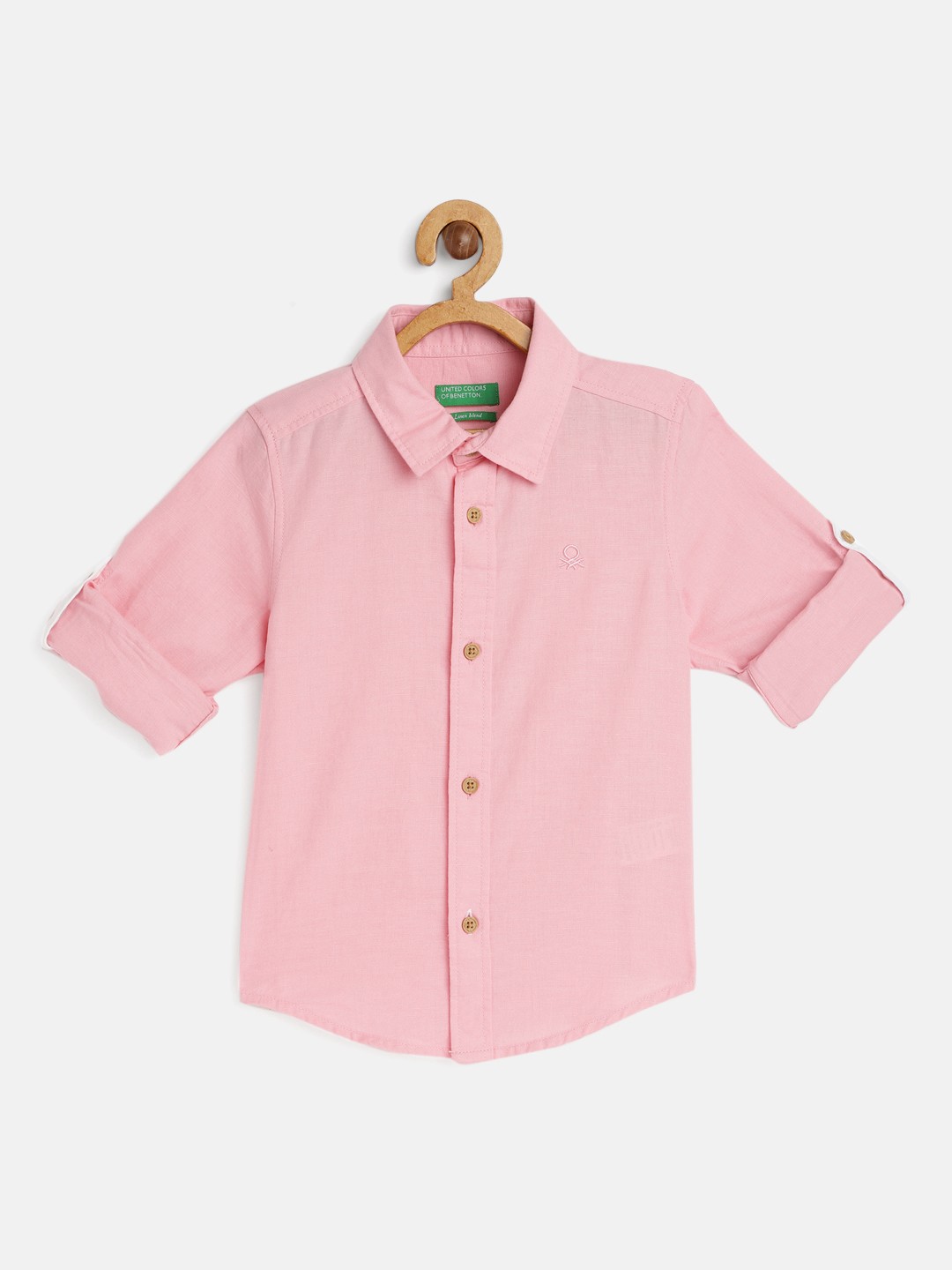 

United Colors of Benetton Boys Pink Regular Fit Solid Casual Shirt