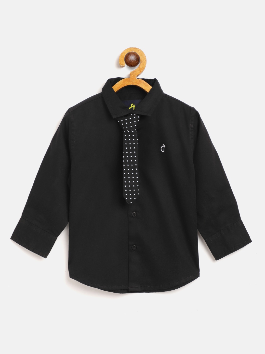 

Gini and Jony Infant Boys Black Pure Cotton Classic Regular Fit Solid Casual Shirt & Tie