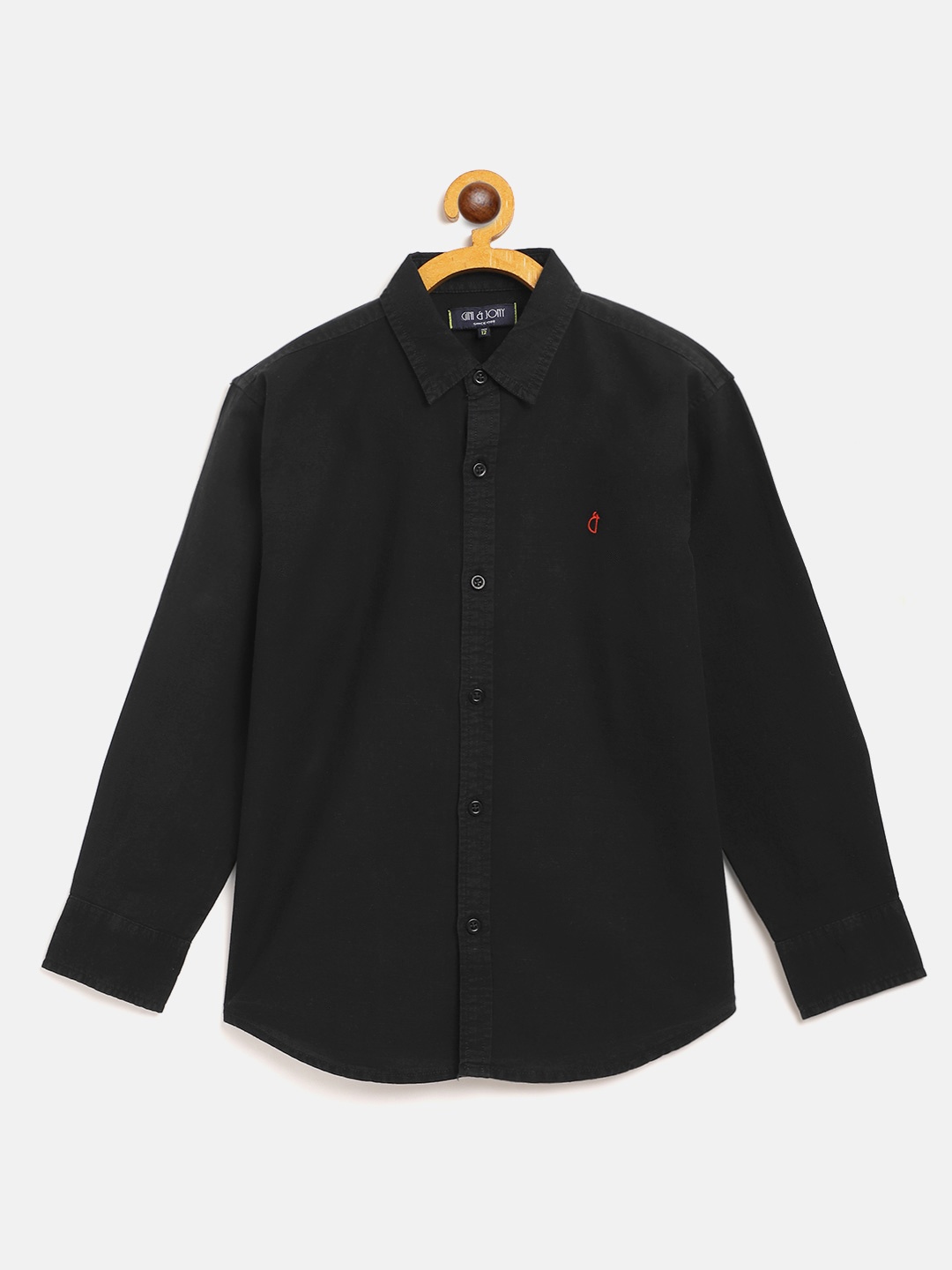 

Gini and Jony Boys Black Solid Pure Cotton Regular Fit Casual Shirt