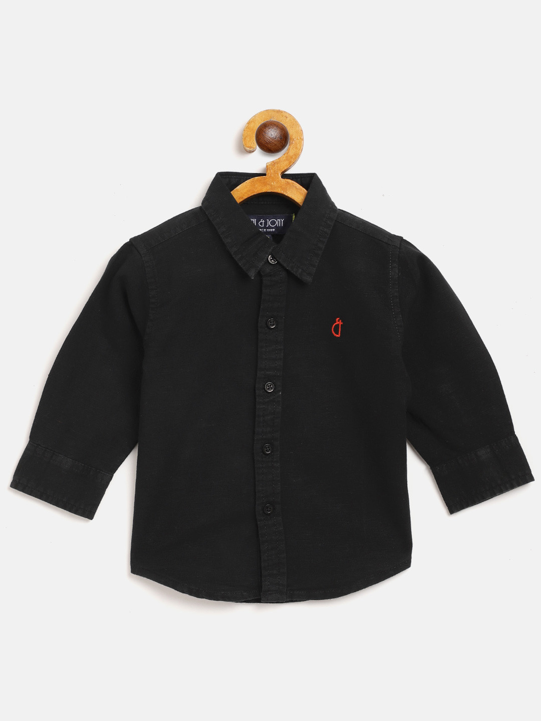 

Gini and Jony Boys Black Solid Pure Cotton Regular Fit Casual Shirt