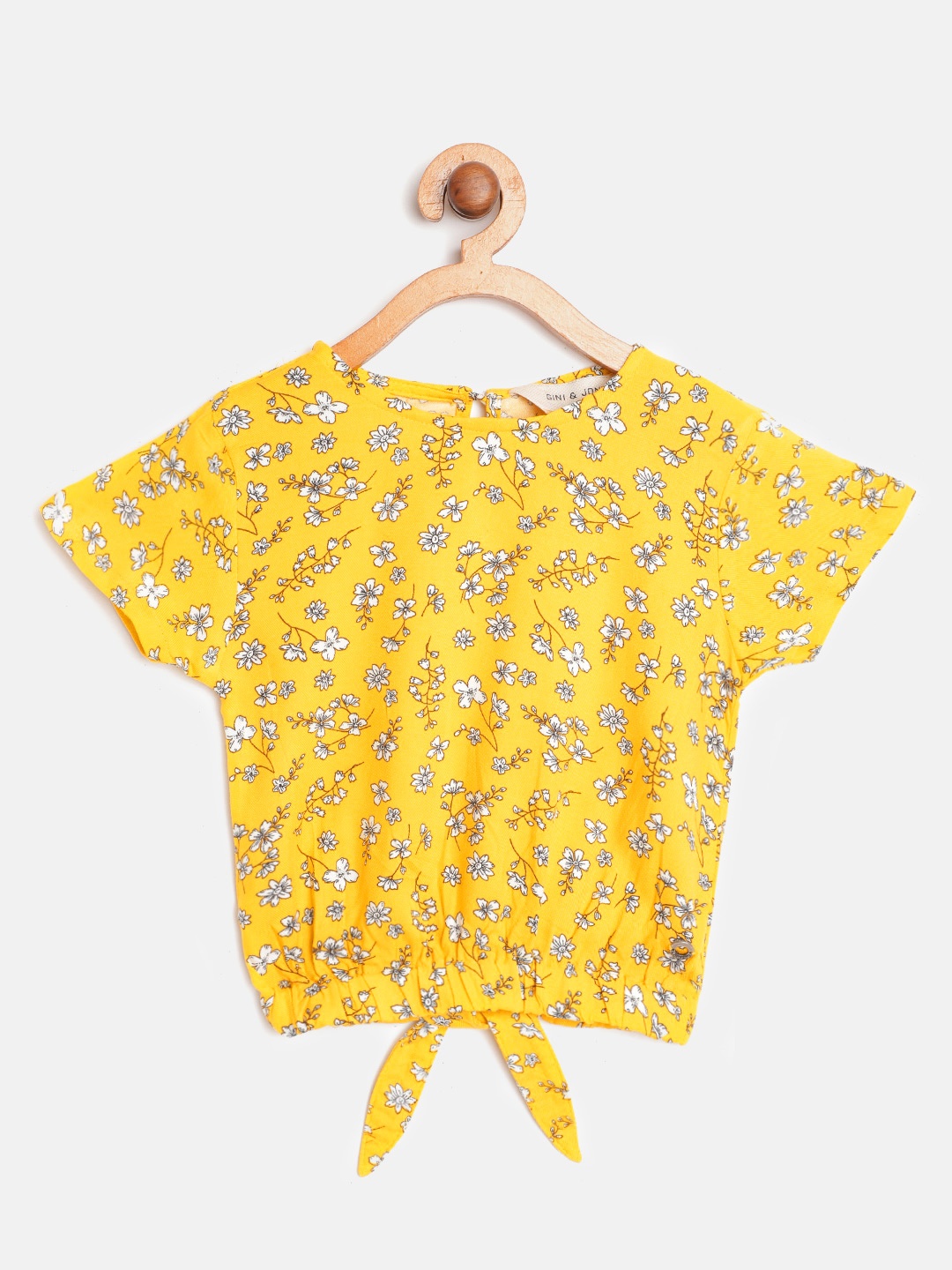 

Gini and Jony Infant Girls Yellow & White Floral Printed Blouson Top