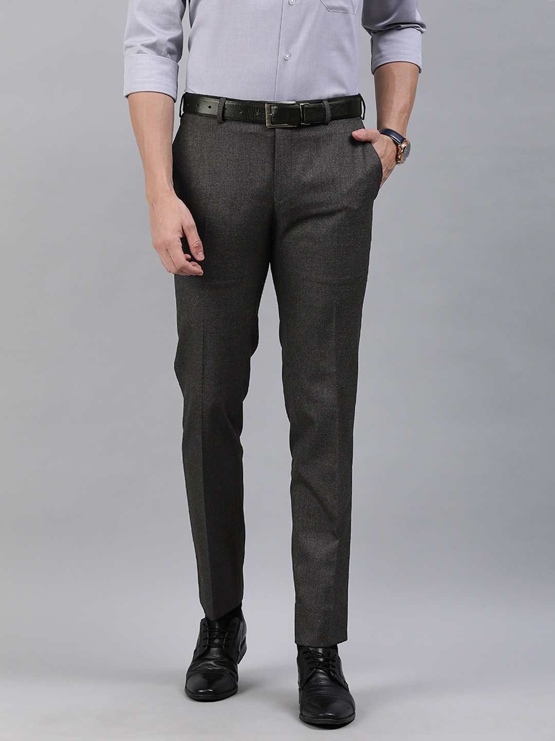 

Raymond Men Dark Grey Slim Fit Solid Formal Trousers