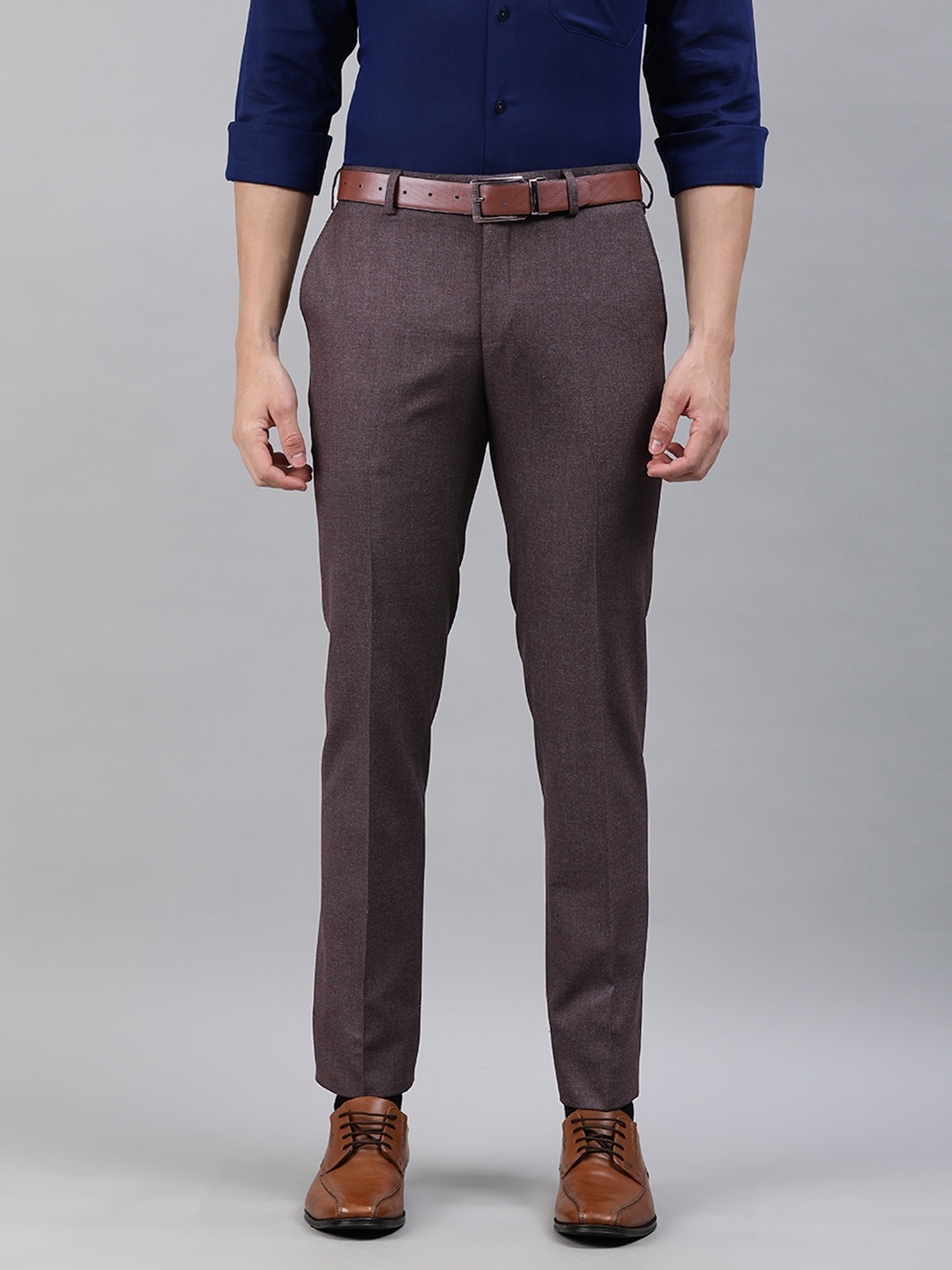 

Raymond Men Brown Slim Fit Solid Formal Trousers