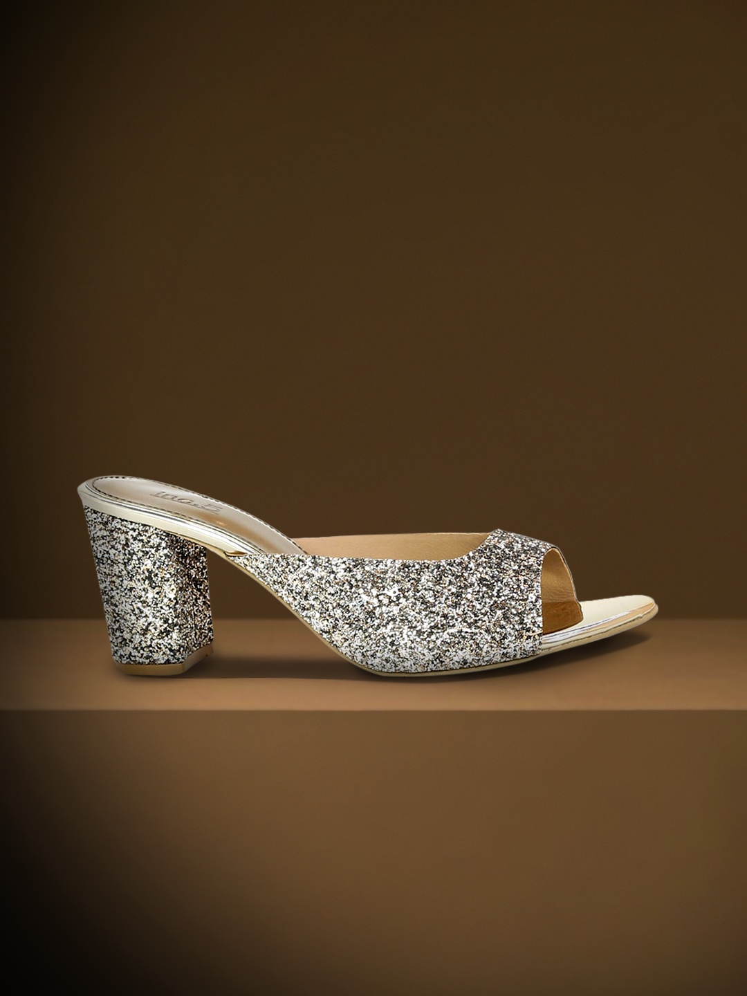 

Inc 5 Women Gold-Toned & Grey Embellished Block Heels