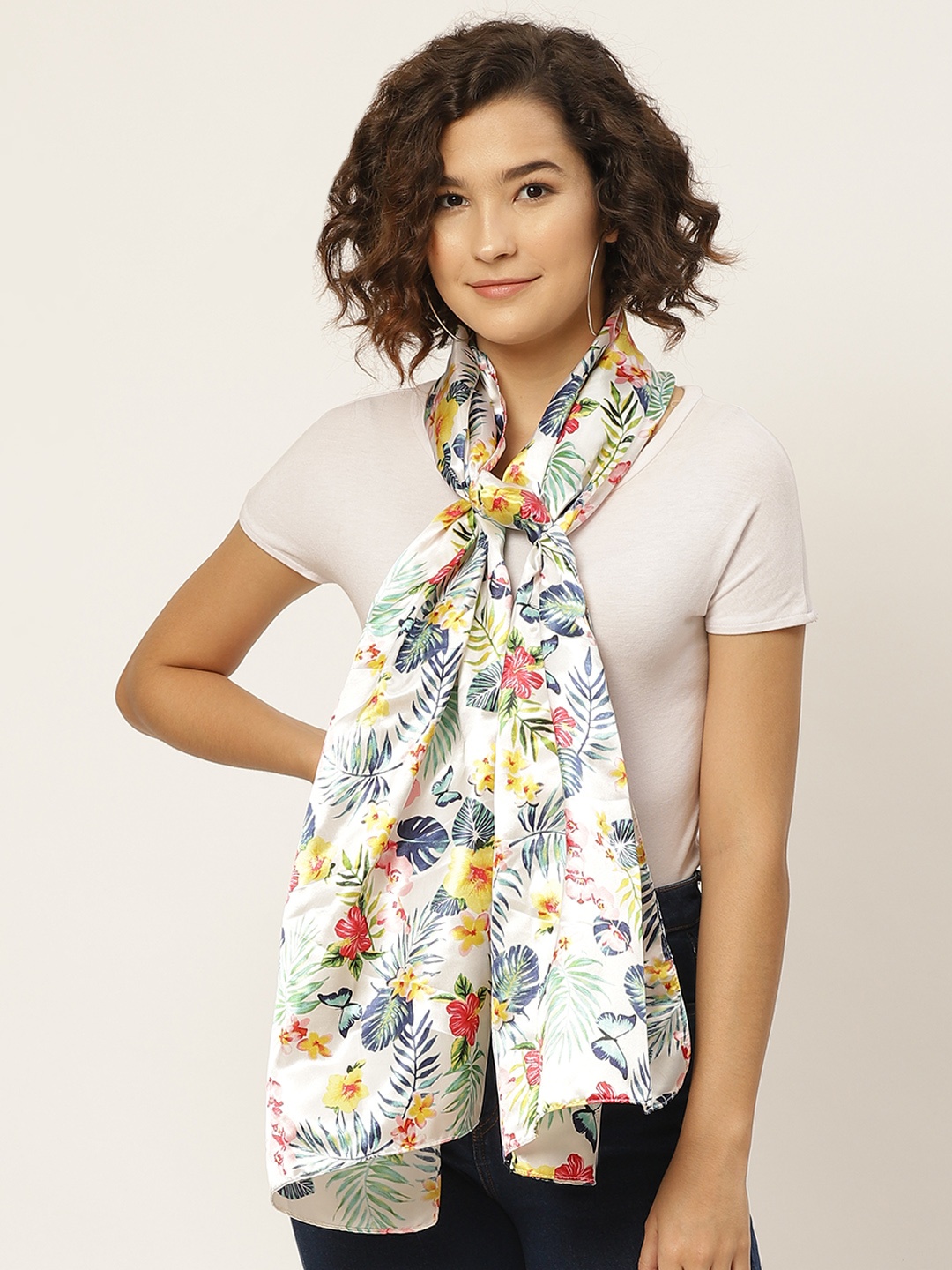 

DressBerry Women White & Navy Blue Printed Scarf