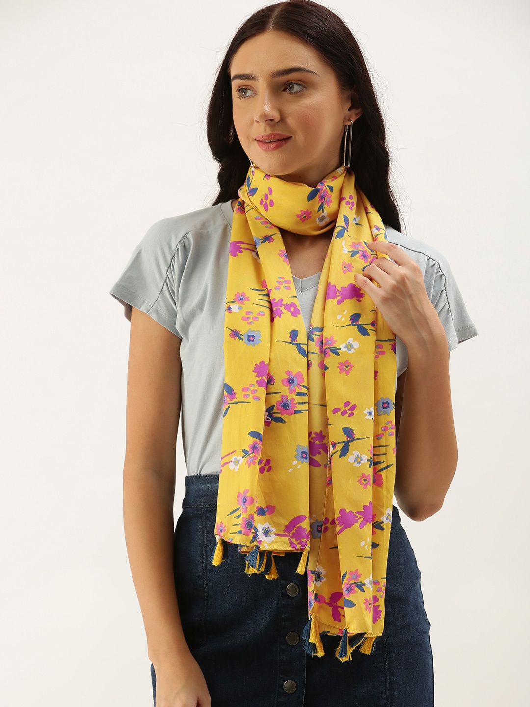 

DressBerry Women Yellow & Pink Printed Scarf