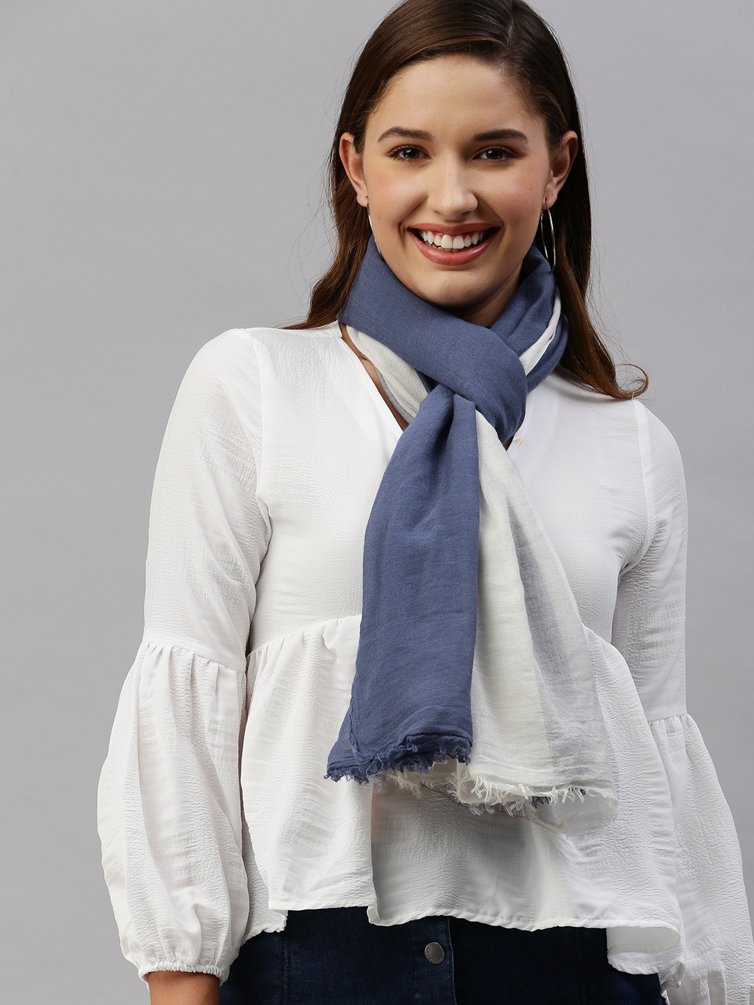 

Mast & Harbour Women Blue & White Colourblocked Scarf