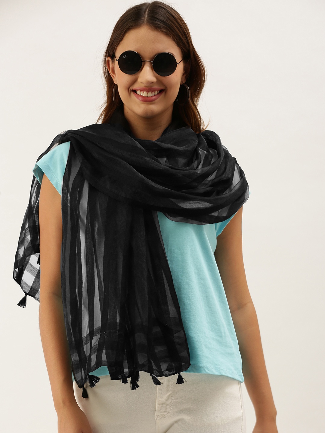 

DressBerry Women Black Striped Scarf