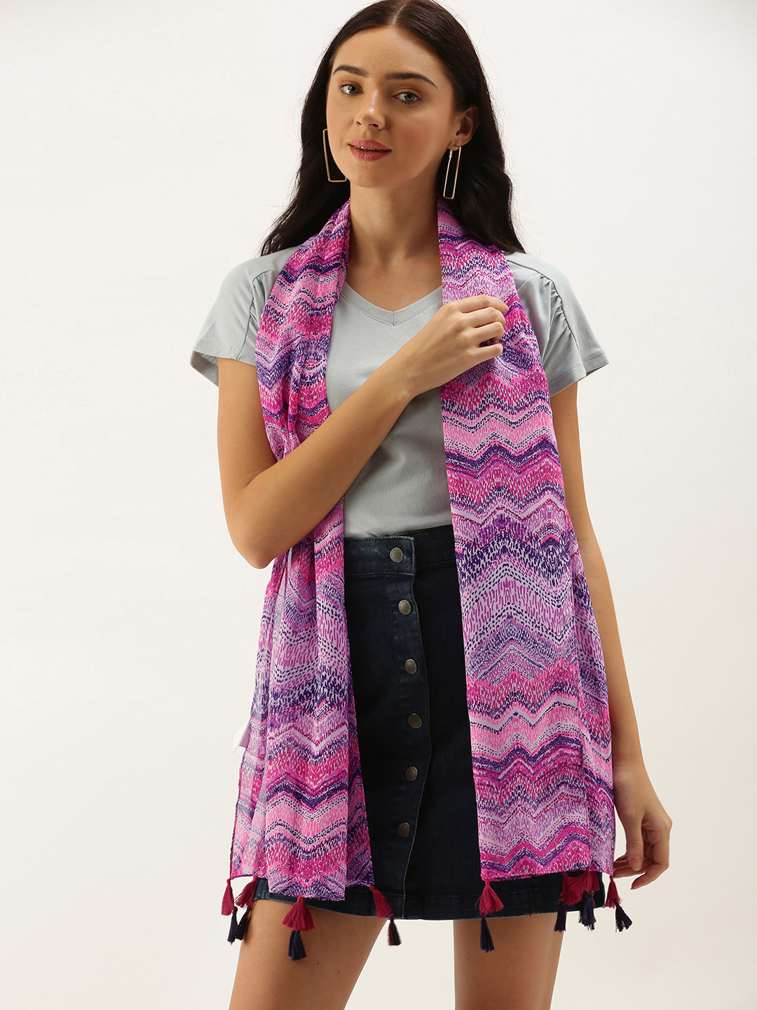 

DressBerry Women Purple & Pink Printed Scarf