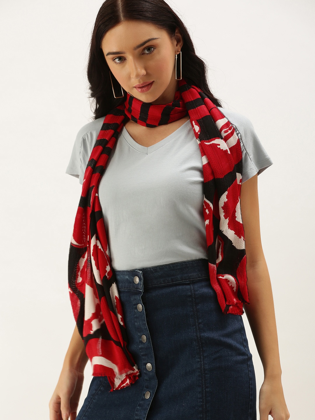 

DressBerry Women Red & Black Printed Scarf