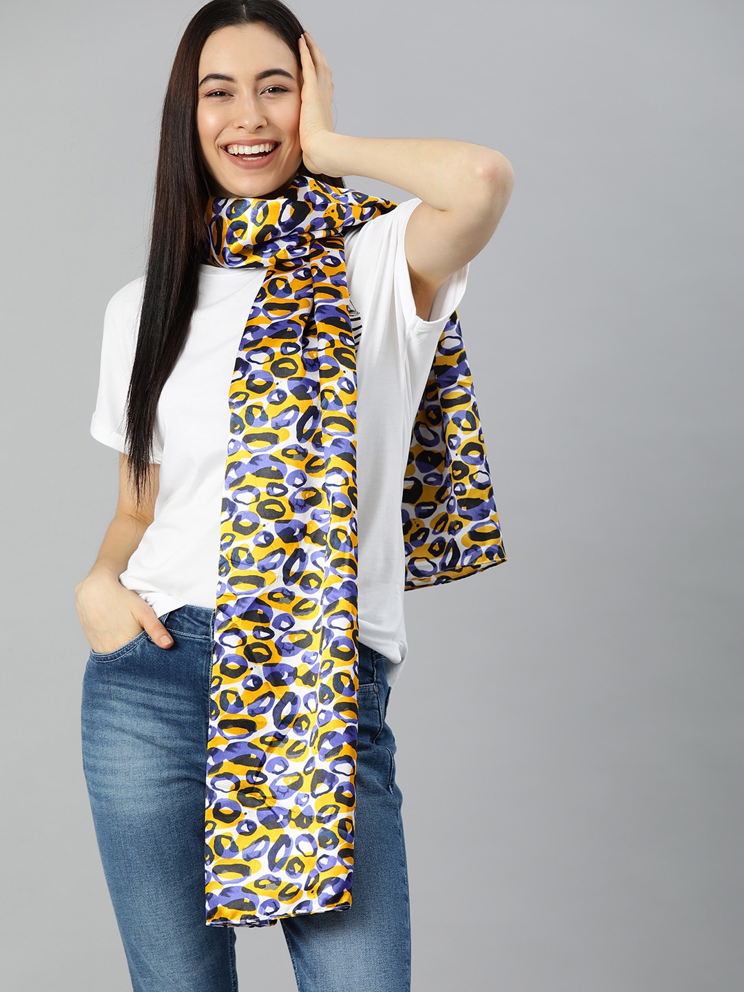 

Mast & Harbour Women Yellow Printed Scarf