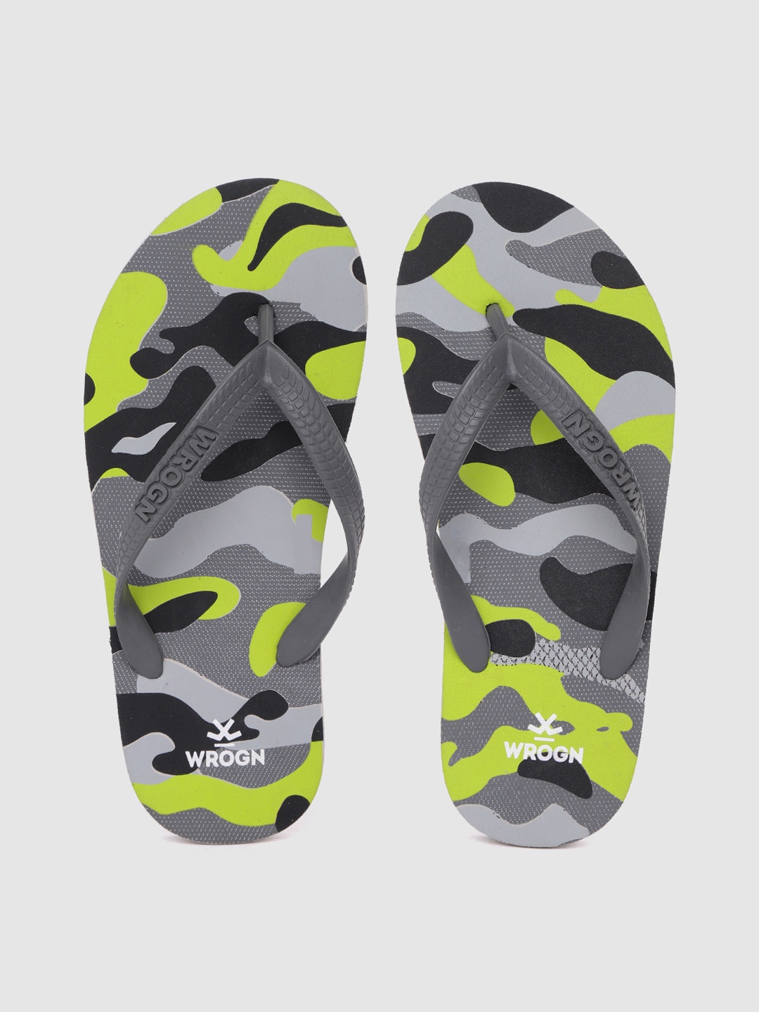 

WROGN Men Olive Green Camo Printed Thong Flip-Flops