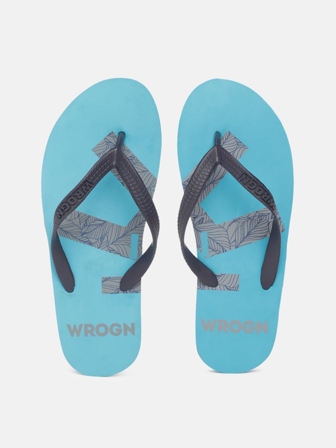 

WROGN Men Blue Printed Thong Flip-Flops