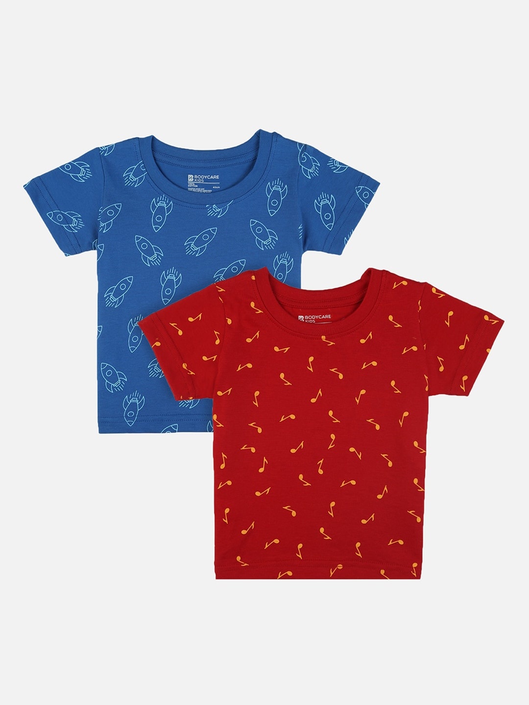 

Bodycare Kids Boys Red & Blue Set of 2 Printed Round Neck Antimicrobial T-shirt