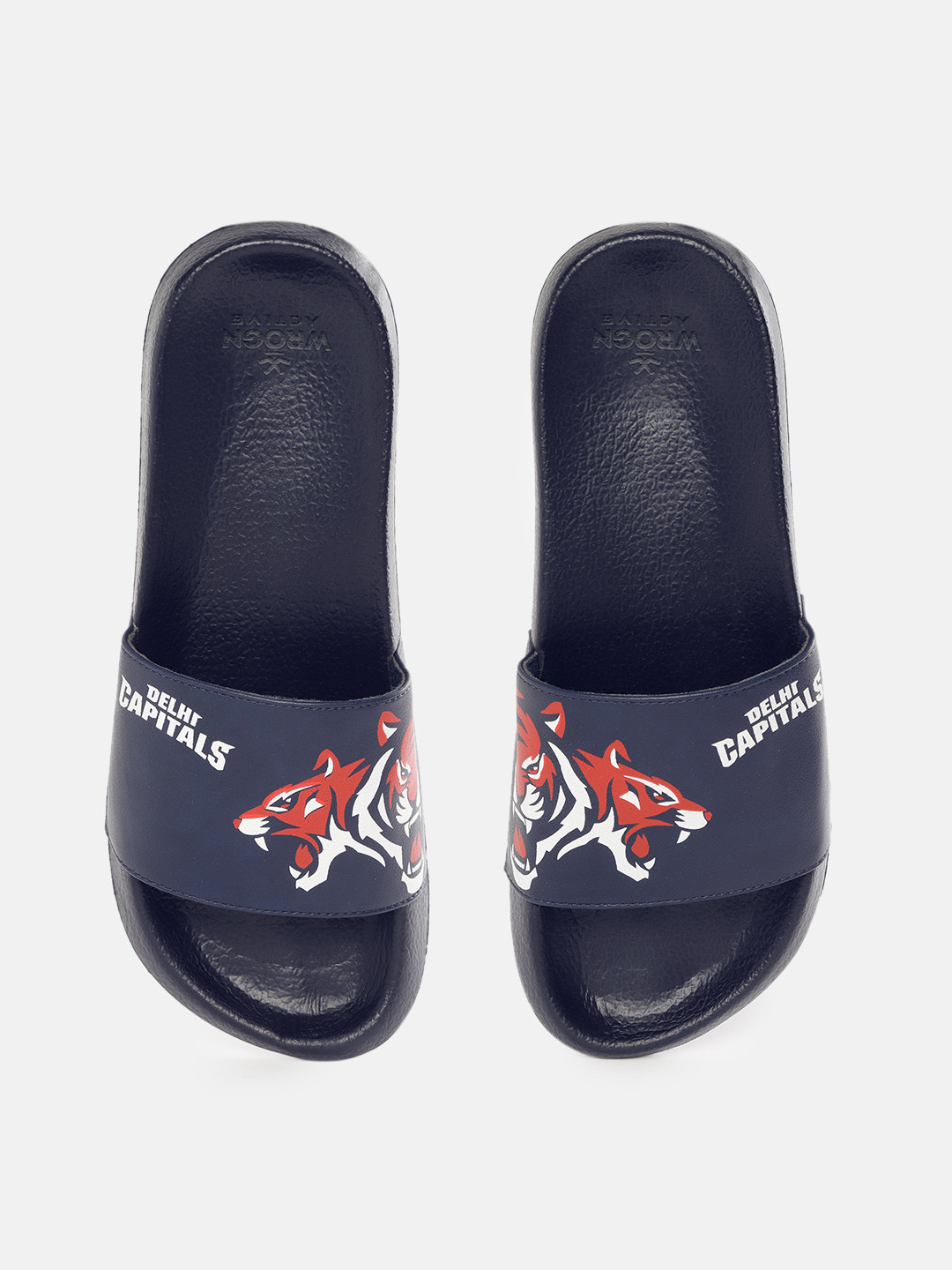 

WROGN ACTIVE Men Navy Blue & Red Delhi Capitals Logo Print Sliders