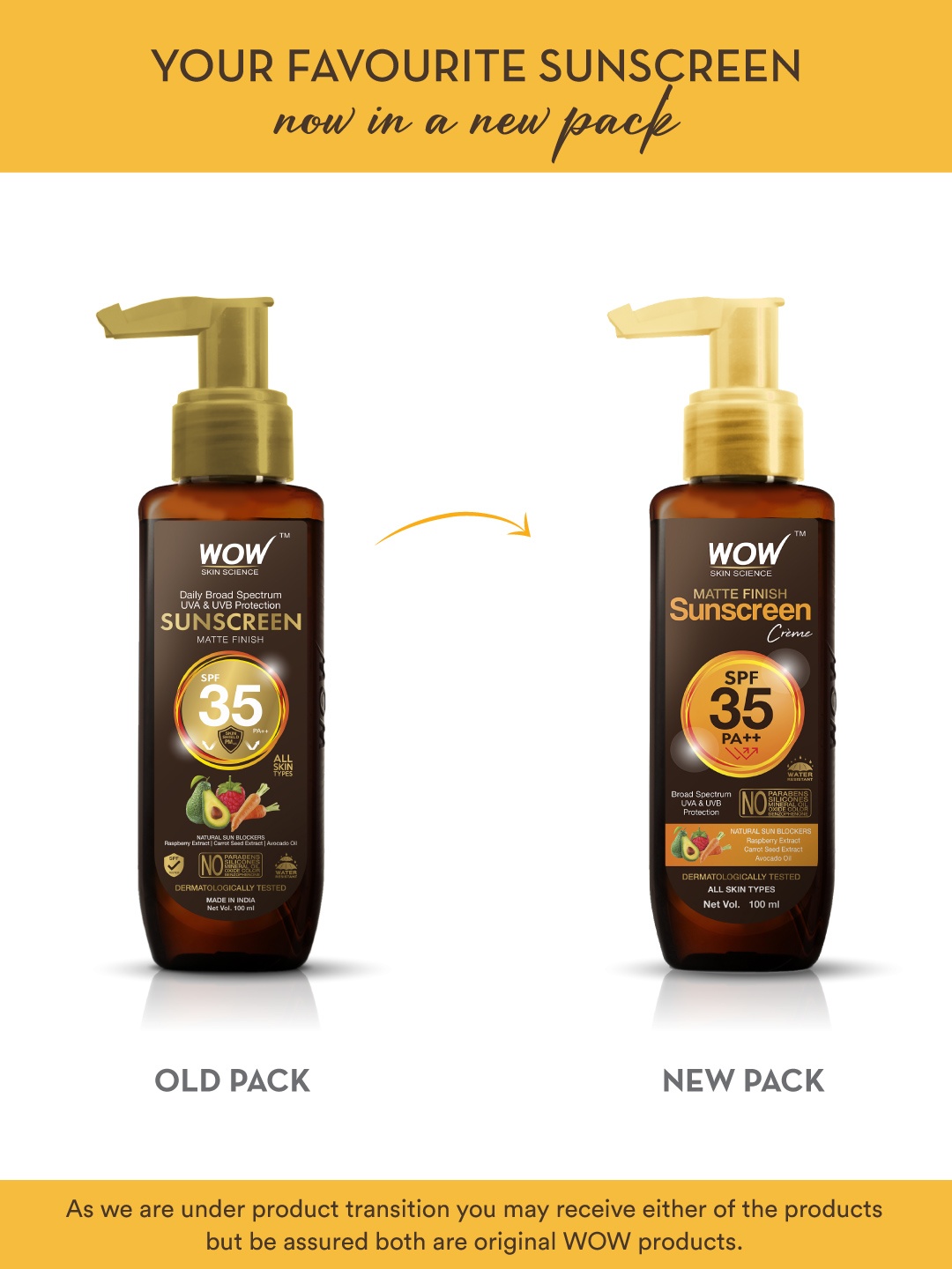

WOW SKIN SCIENCE Sunscreen Matte Finish SPF 35 PA with Avocado Oil, Brown