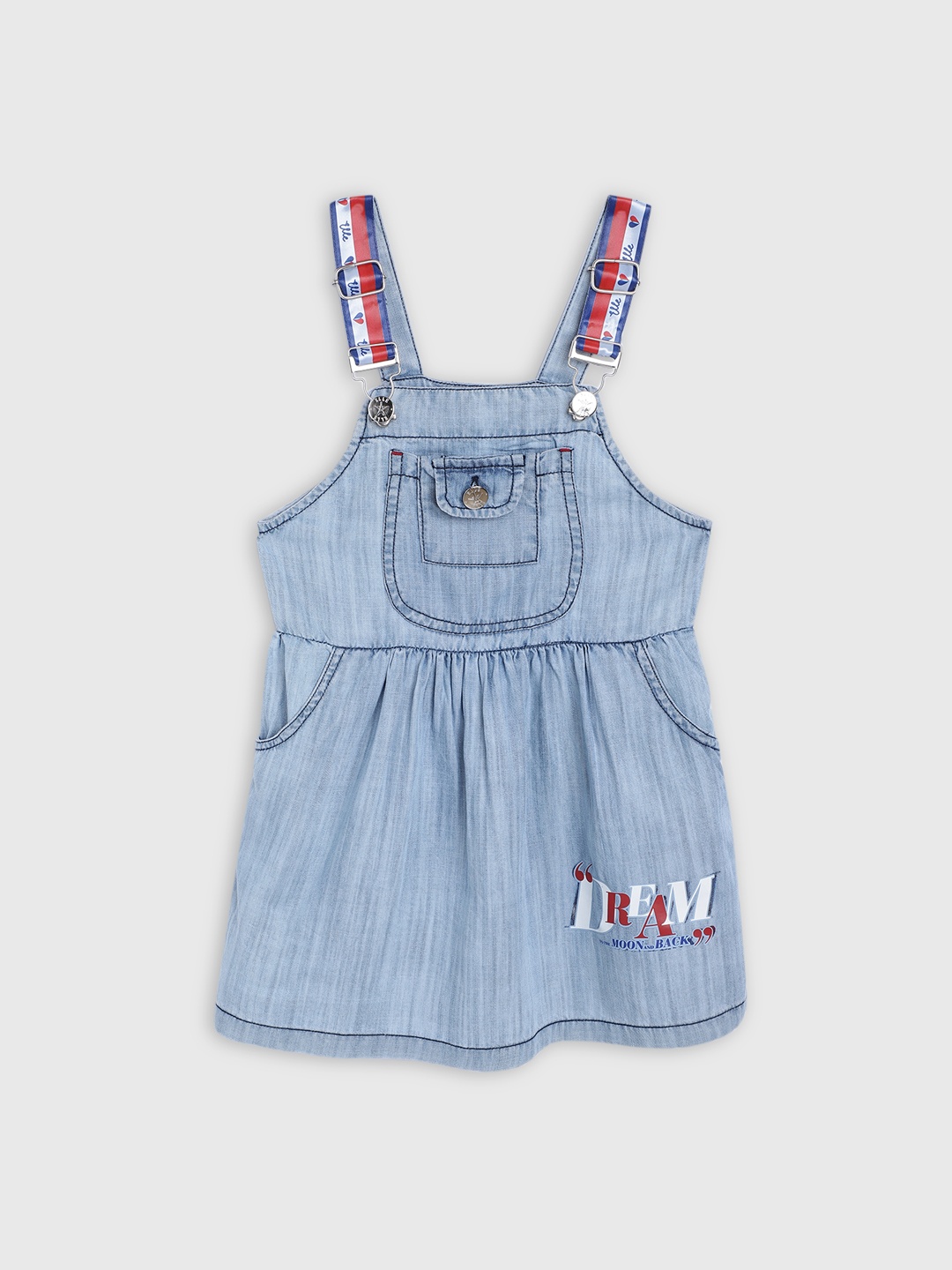 

ELLE Girls Blue Solid Pinafore Dress