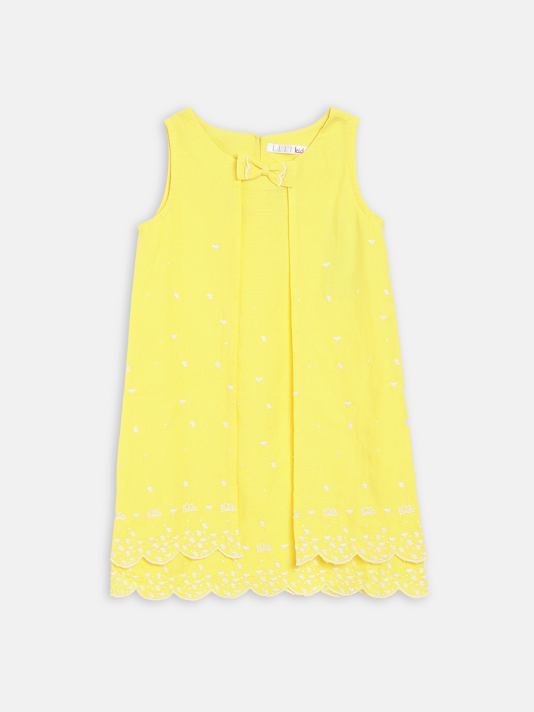 

ELLE Girls Yellow Self Design A-Line Dress