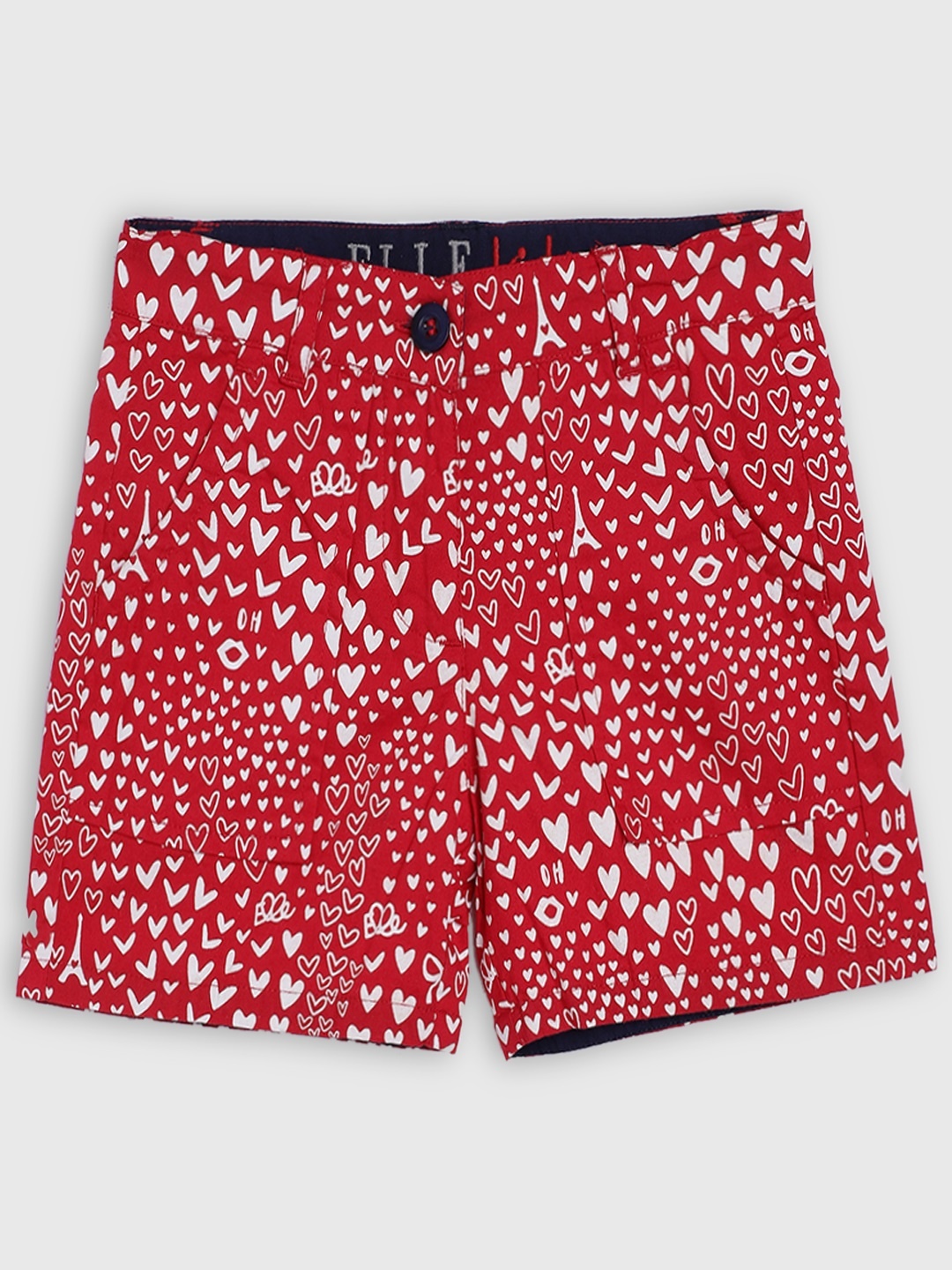 

ELLE Girls Red Printed Regular Fit Regular Shorts