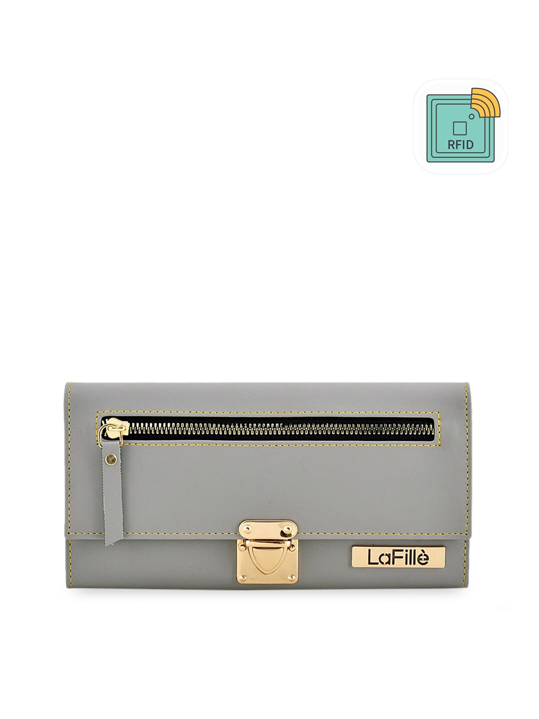 

LaFille Women Grey Solid Envelope Wallet