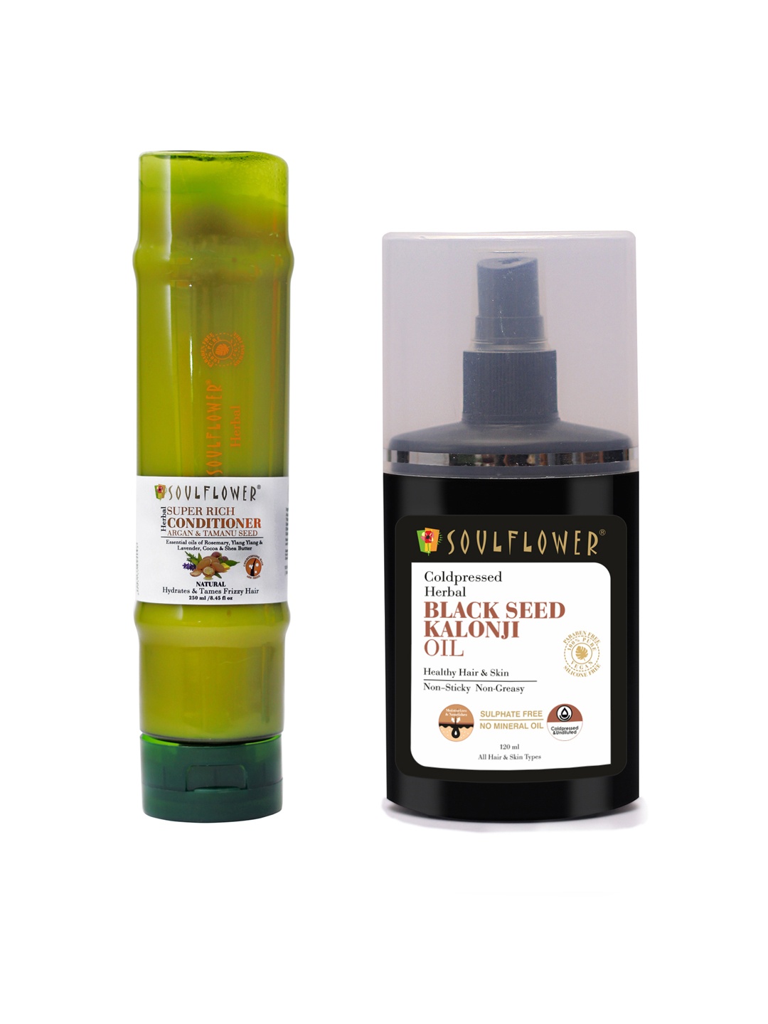 

Soulflower Unisex Set of 2 Sustainable Argan Tamanu Seed Hair Conditioner & Black Seed Kalonji Oil