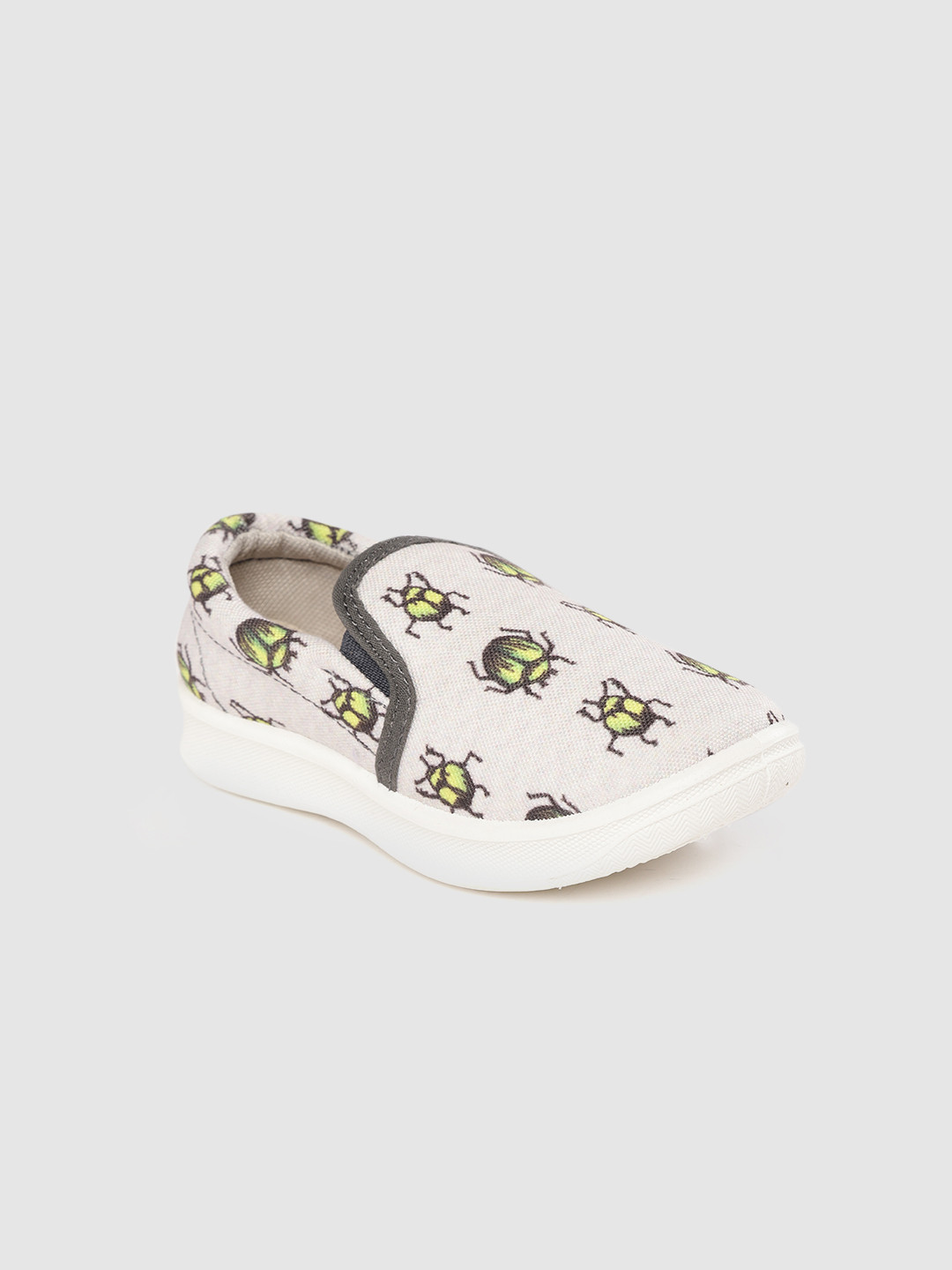 

YK Kids Light Grey & Black Beetle Print Slip-On Sneakers