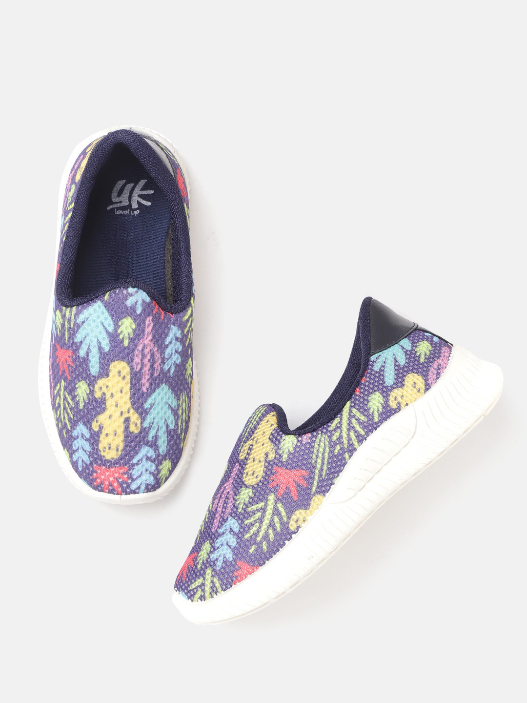 

YK Kids Purple & Blue Printed Slip-On Sneakers