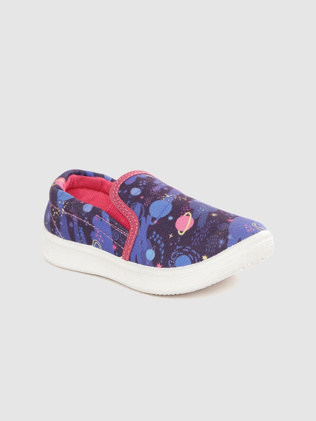 

YK Kids Blue & Pink Printed Slip-On Sneakers