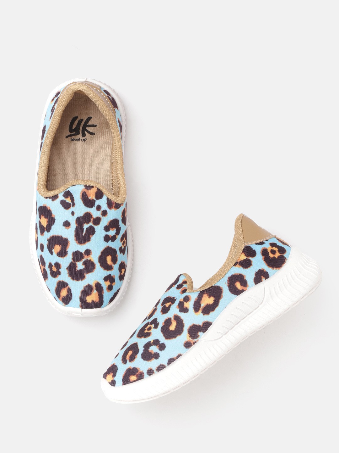 

YK Kids Blue & Brown Leopard Print Slip-On Sneakers