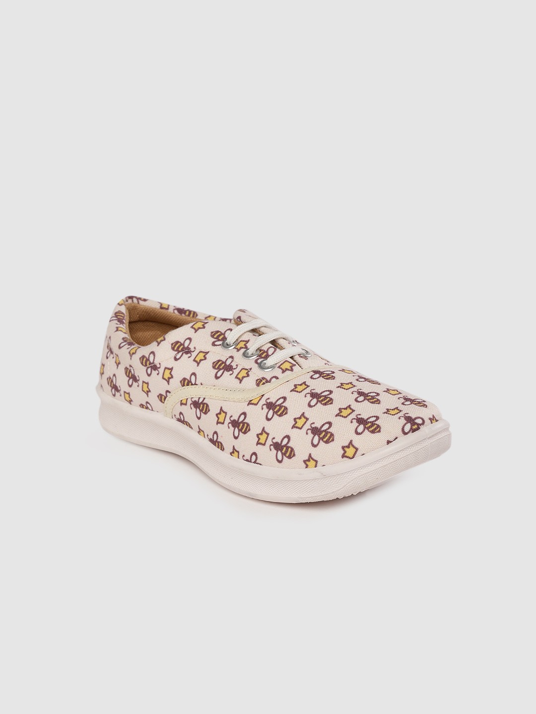 

YK Kids Light Beige & Brown Honeybee Print Sneakers
