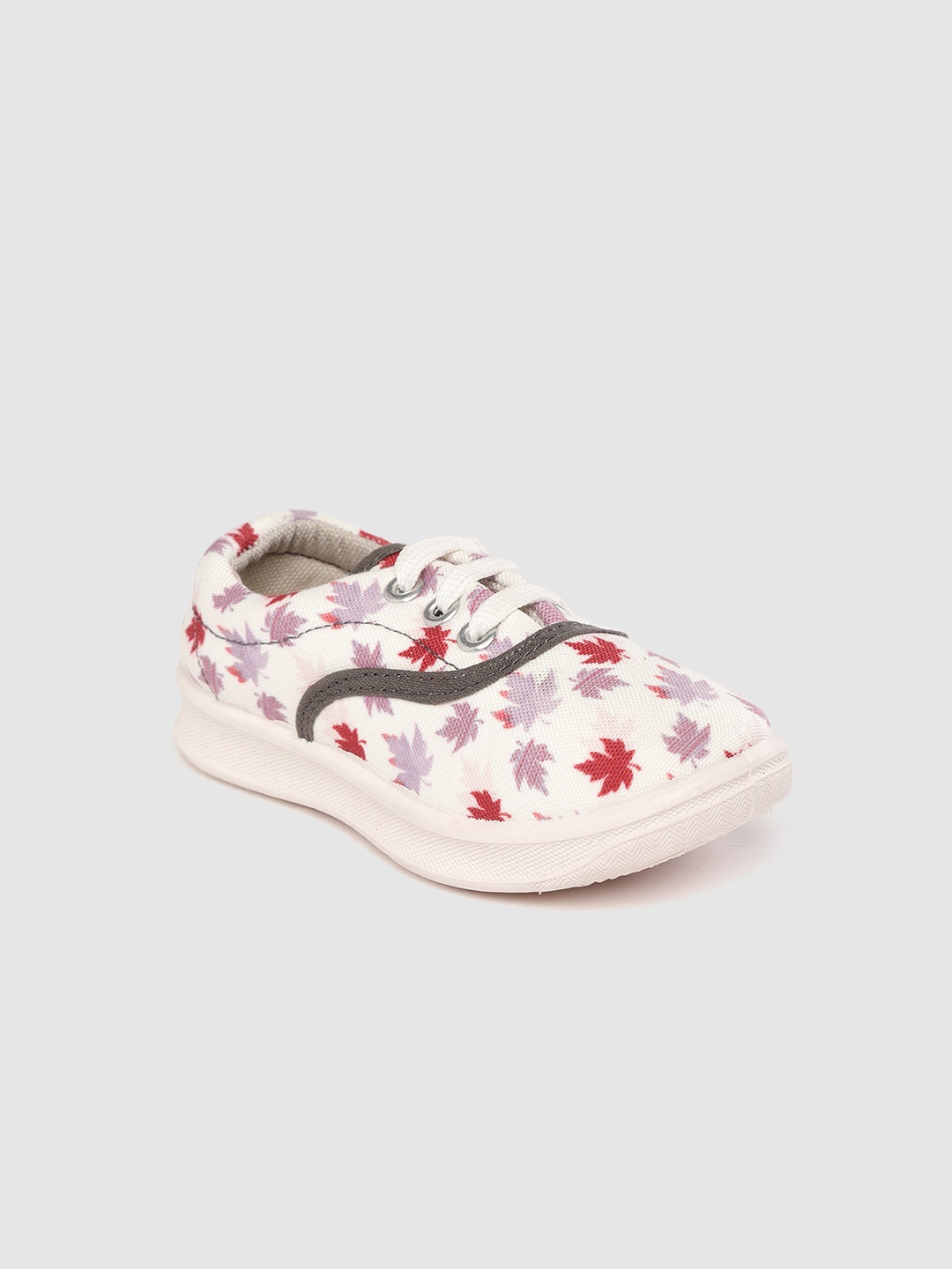 

YK Kids White & Lavender Leaf Print Sneakers