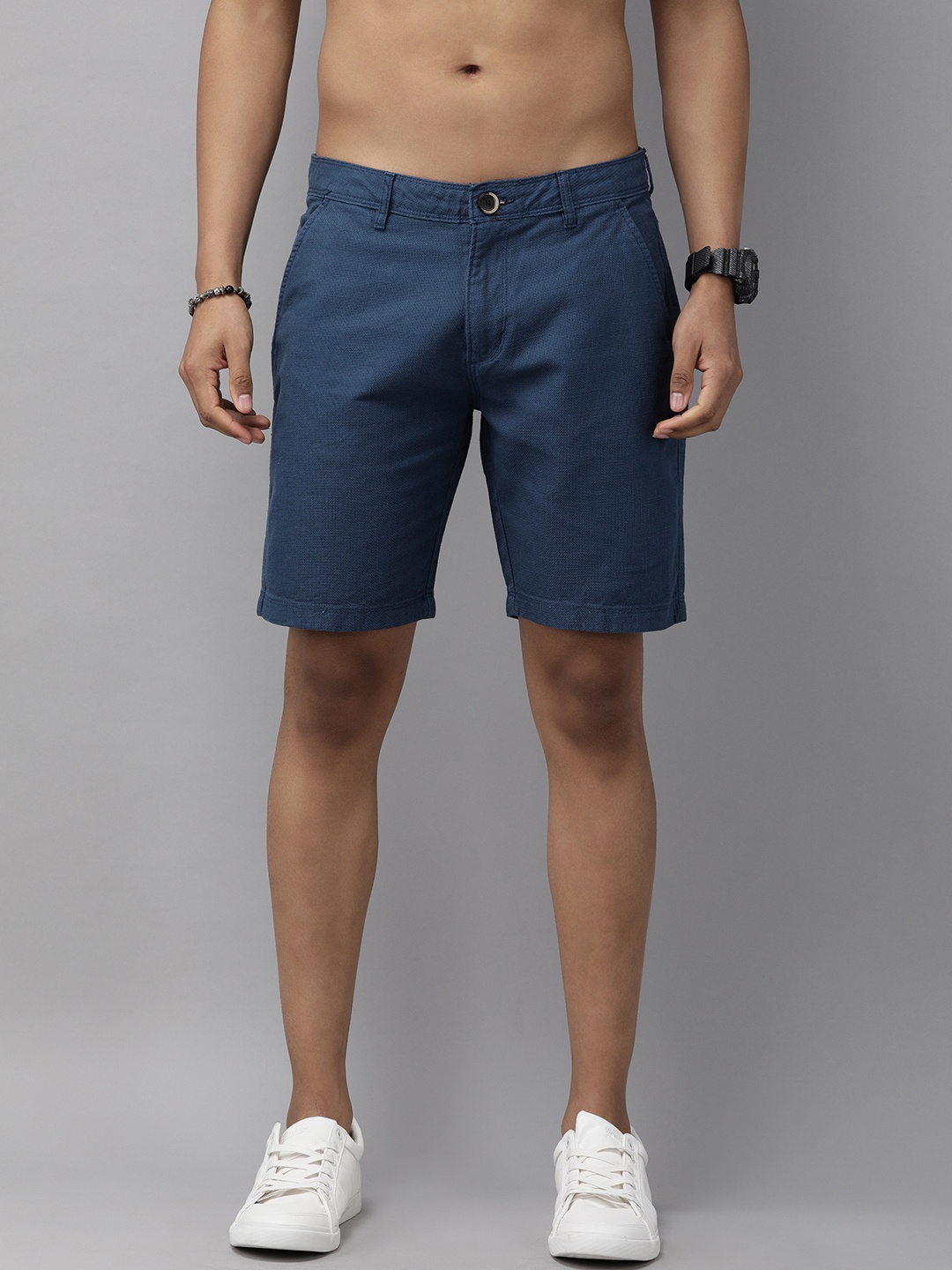 

Roadster Men Navy Blue Mid-Rise Regular Shorts