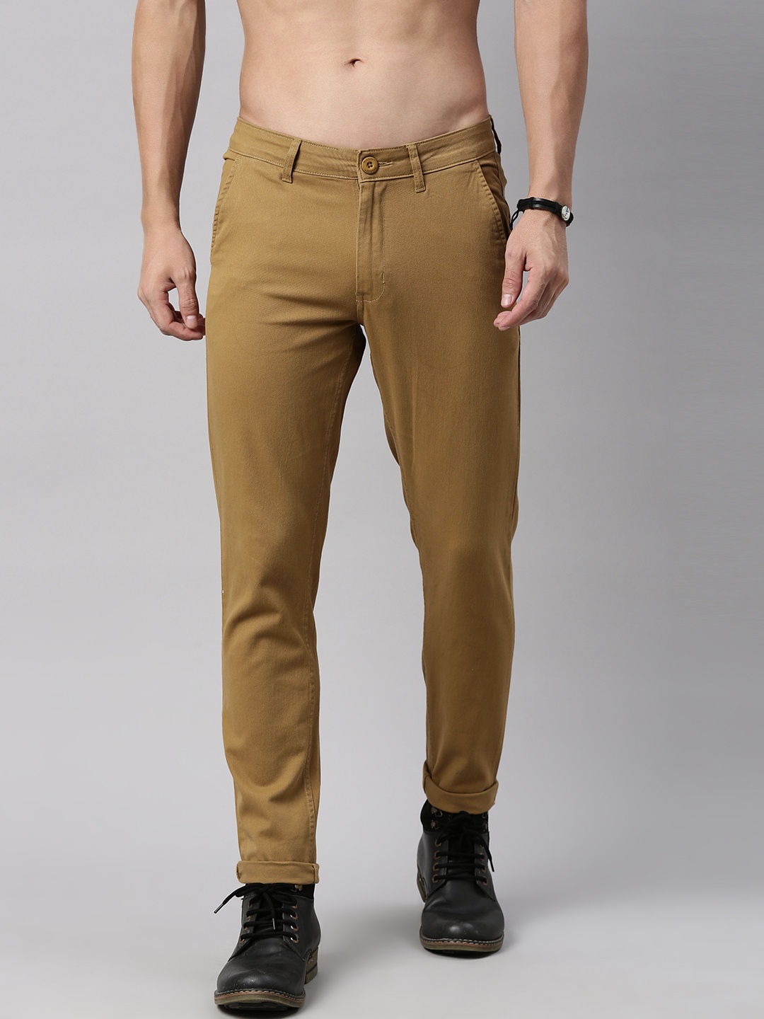 

Roadster Men Camel Brown Regular Fit Solid Chinos