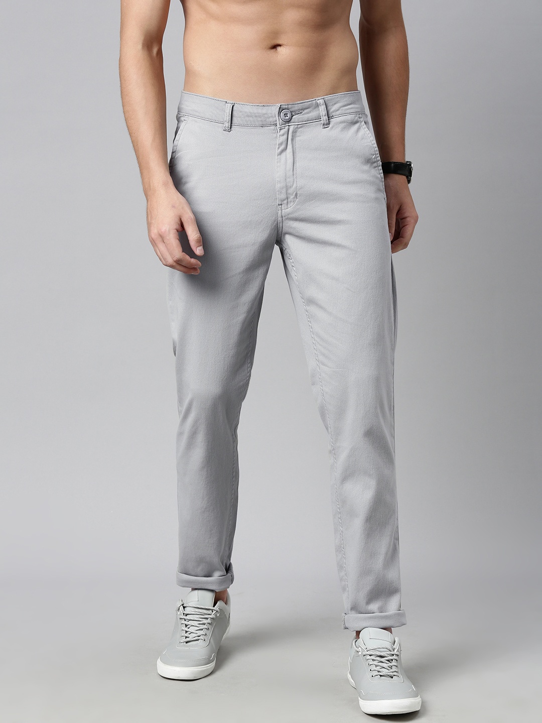 

Roadster Men Grey Chinos Trousers